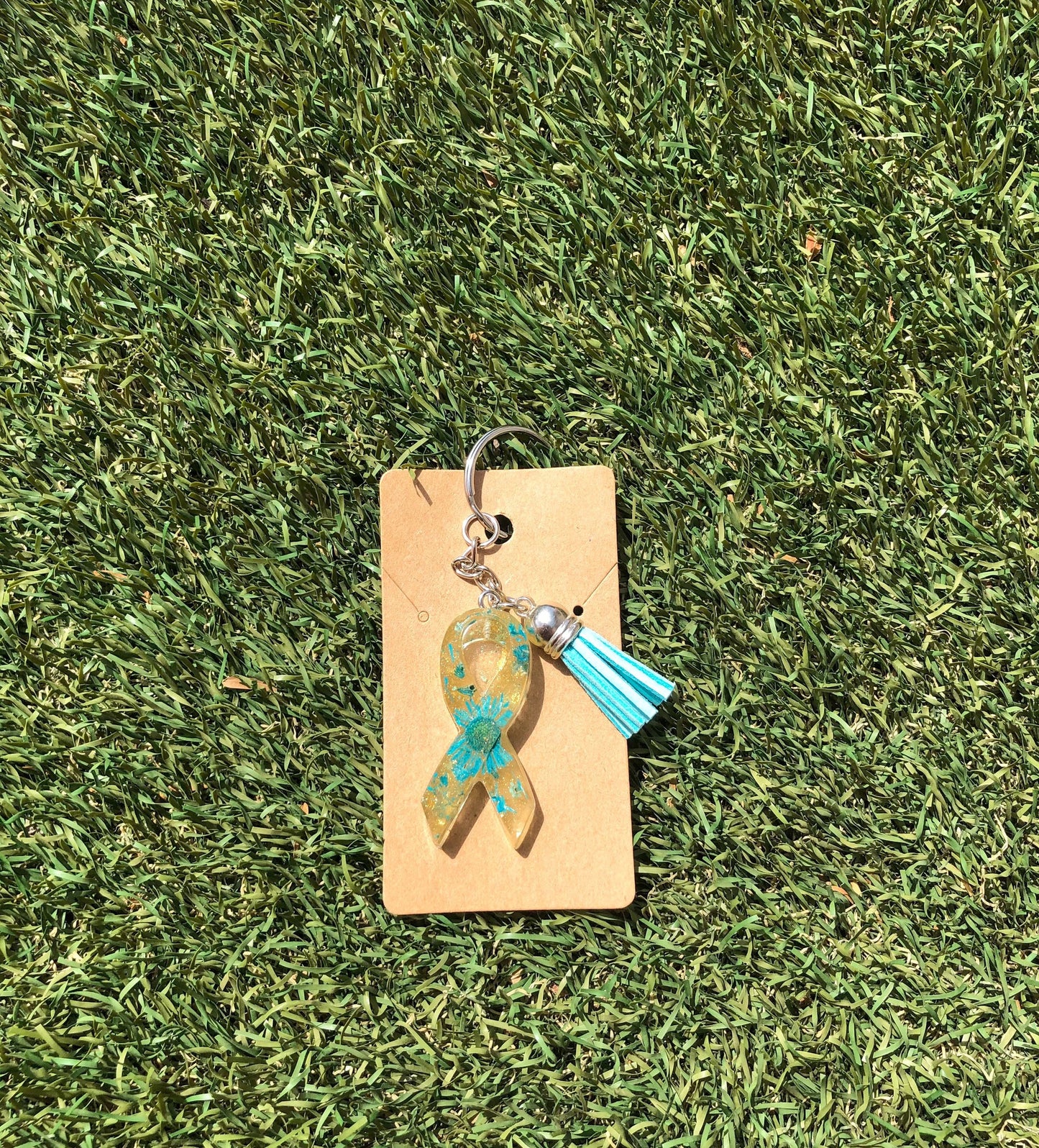 Cancer Awareness Ribbon Resin Keychains