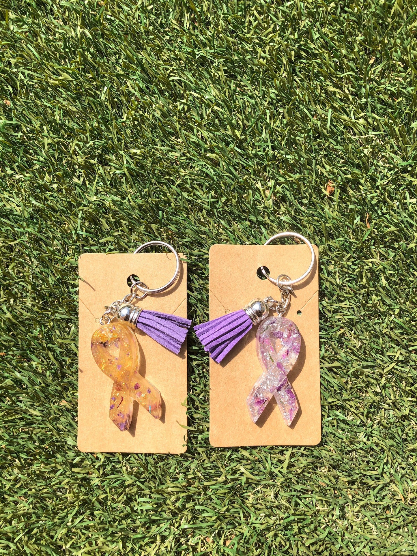 Cancer Awareness Ribbon Resin Keychains