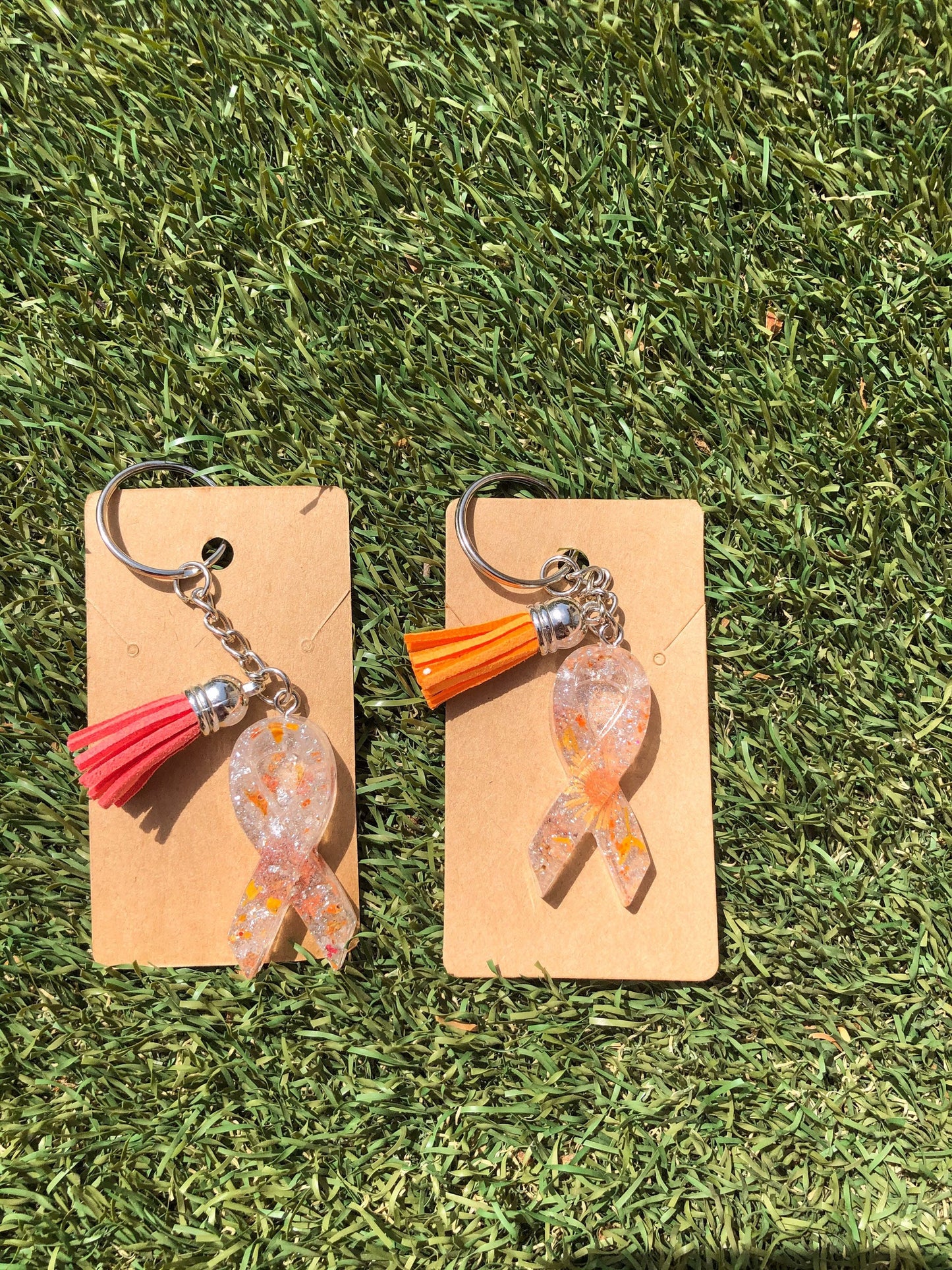 Cancer Awareness Ribbon Resin Keychains