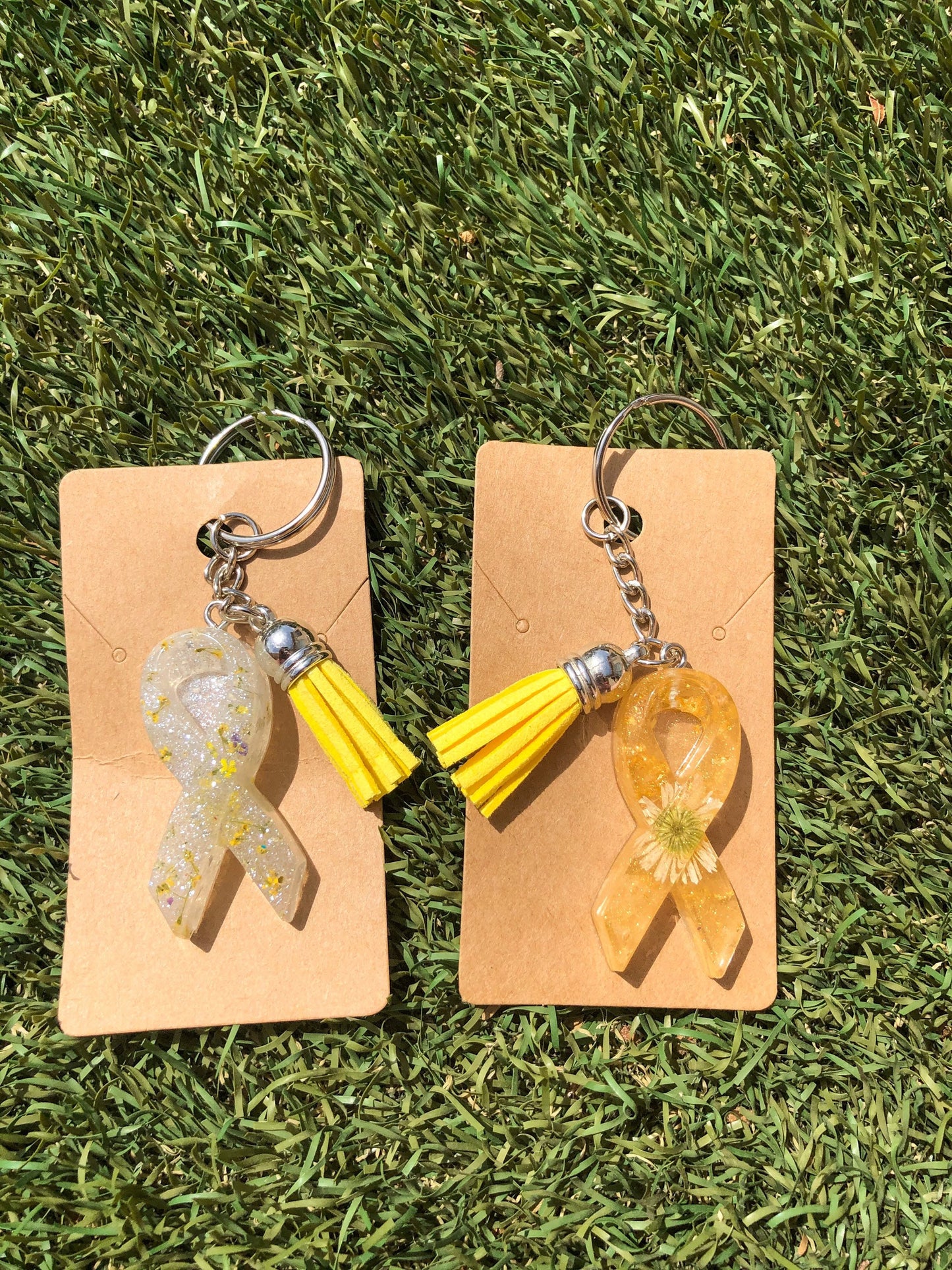 Cancer Awareness Ribbon Resin Keychains
