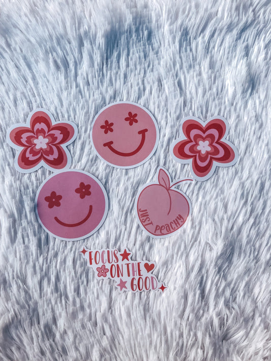 Pink Positivity Stickers / Flowers / Peachy / Inspirational / Trendy / Aesthetic - ShopCassiesCrafts