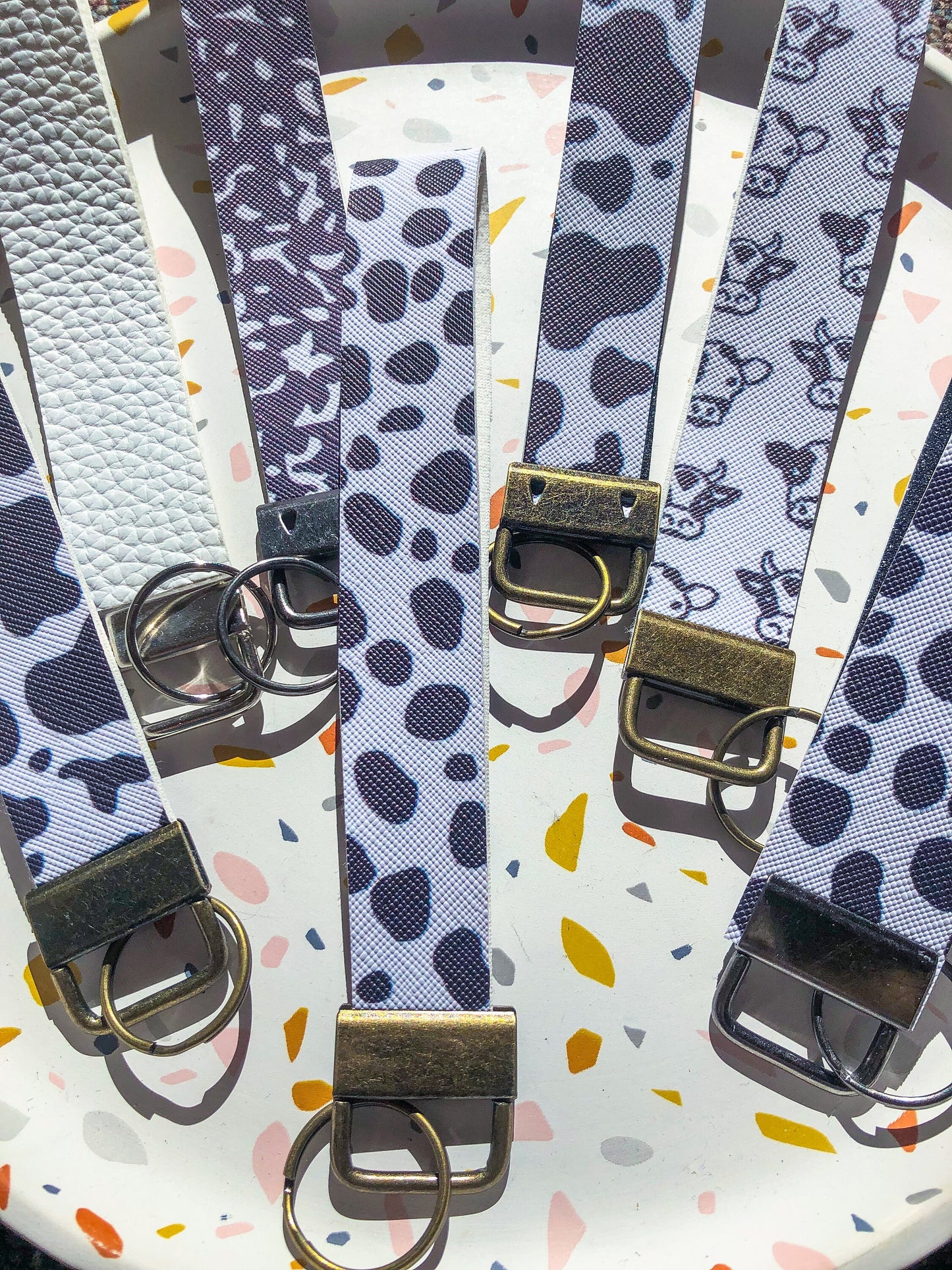 Cow Themed Wristlet Keychain Fobs