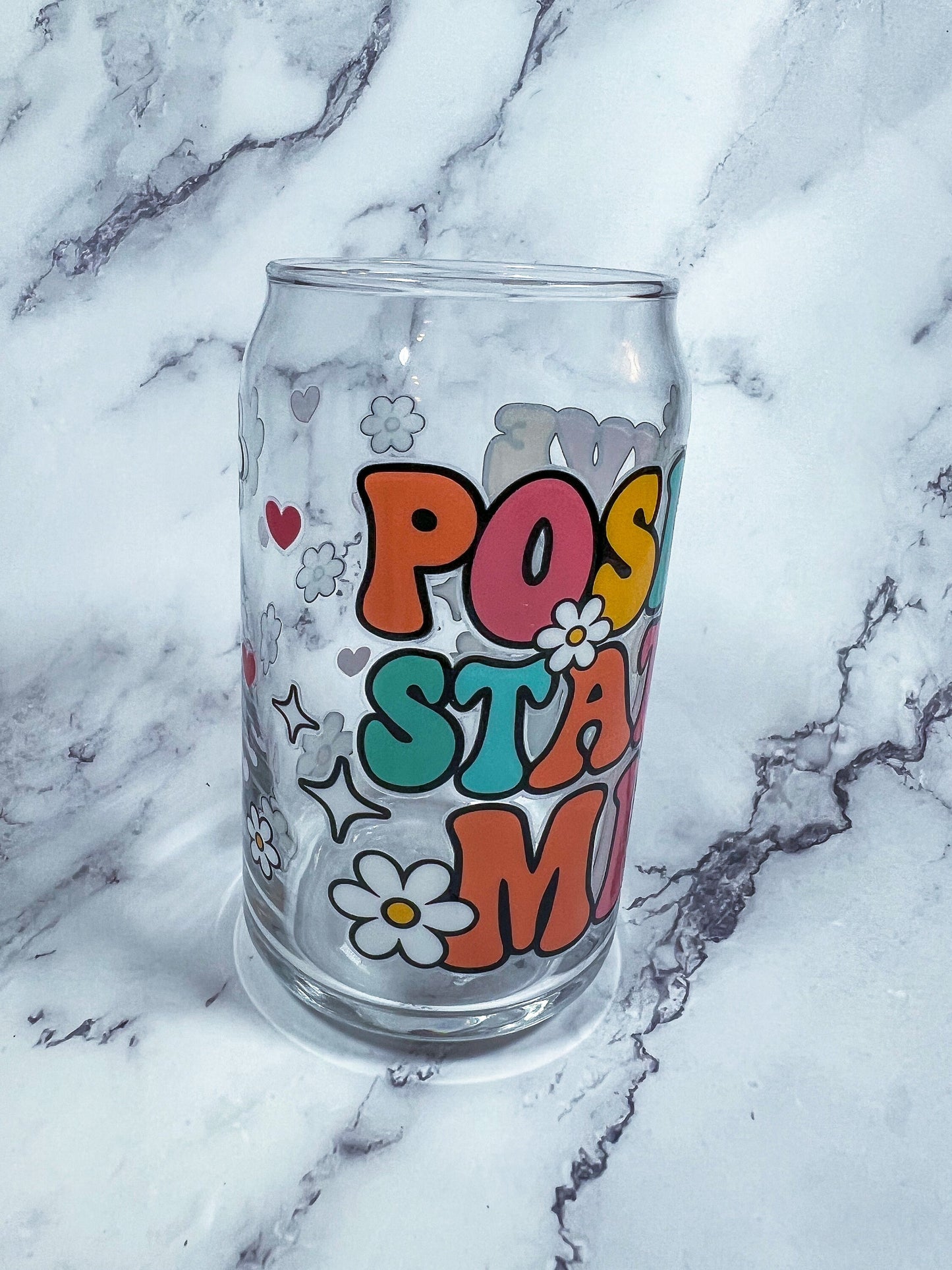 Positive State Of Mind Decorated 16 oz Glass Cup - ShopCassiesCrafts