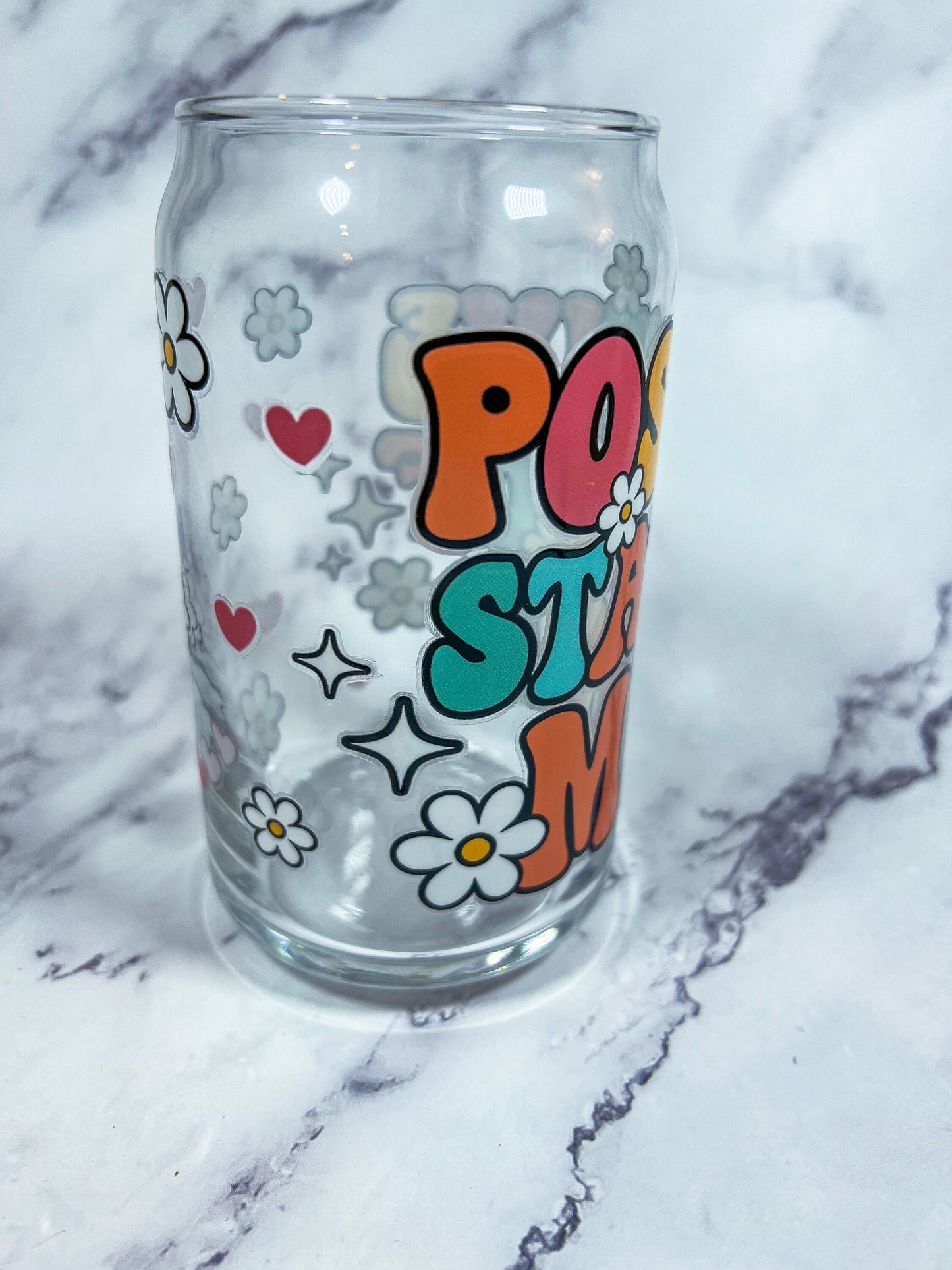 Positive State Of Mind Decorated 16 oz Glass Cup - ShopCassiesCrafts