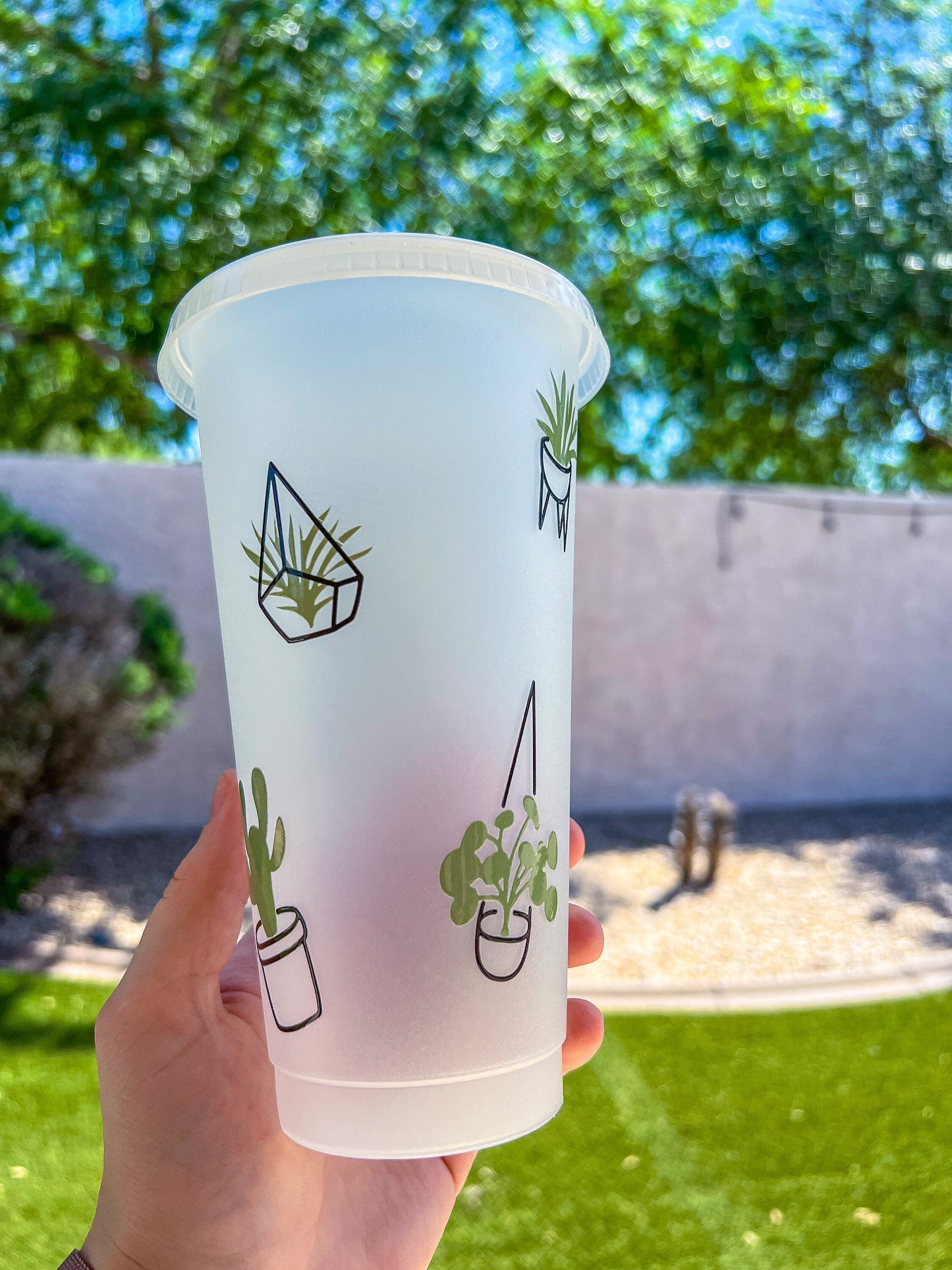 Plant & Succulents Clear Decorated Cold Cup - ShopCassiesCrafts