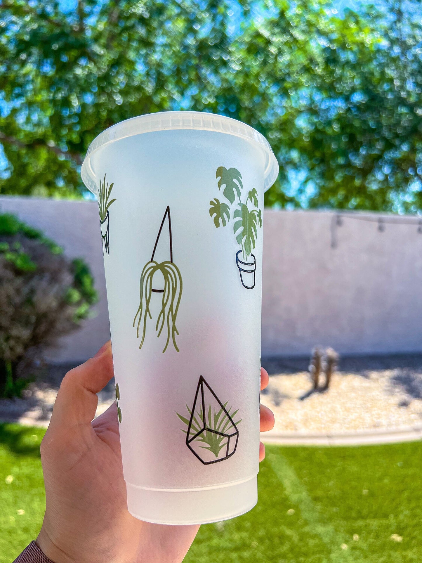 Plant & Succulents Clear Decorated Cold Cup - ShopCassiesCrafts
