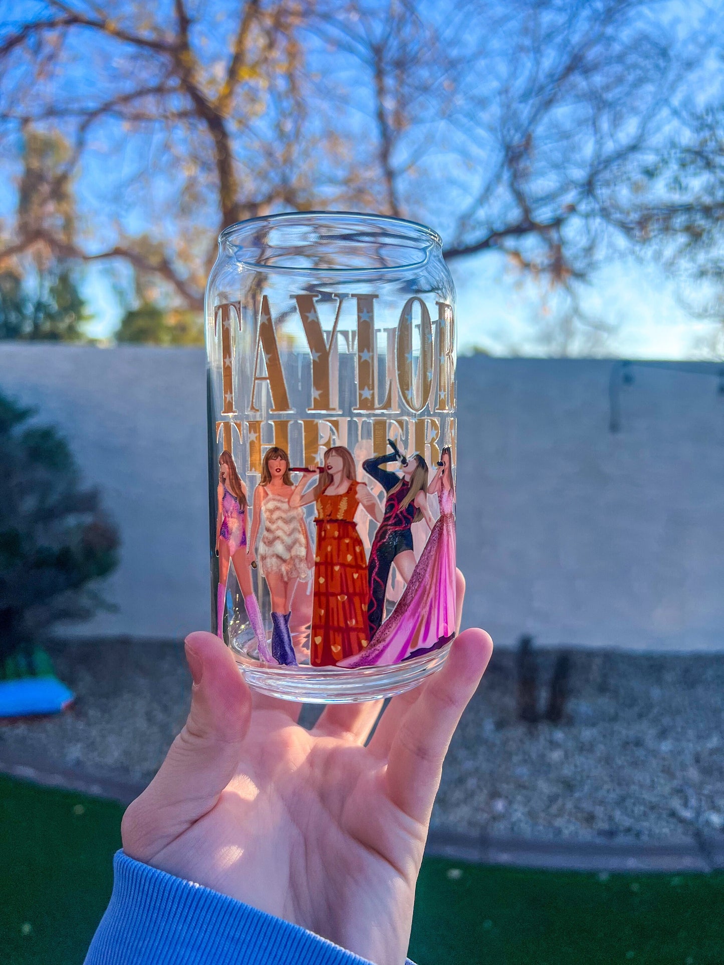 Eras Tour Outfits Decorated 16 oz Glass Cup