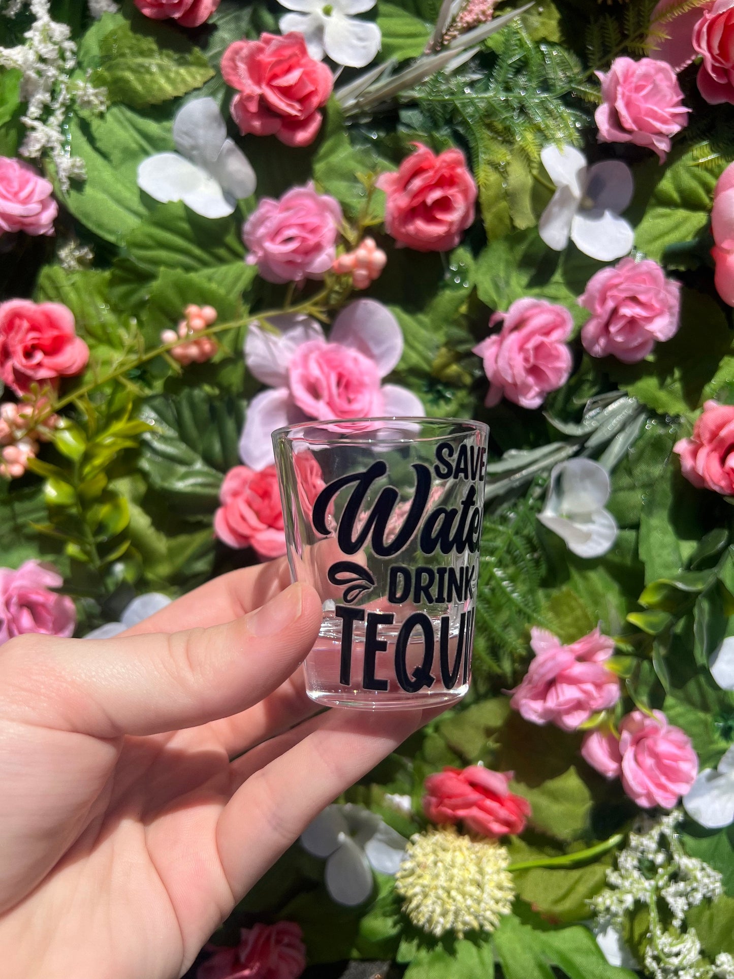 Save Water Drink Tequila Decorated Glass Shot Glass