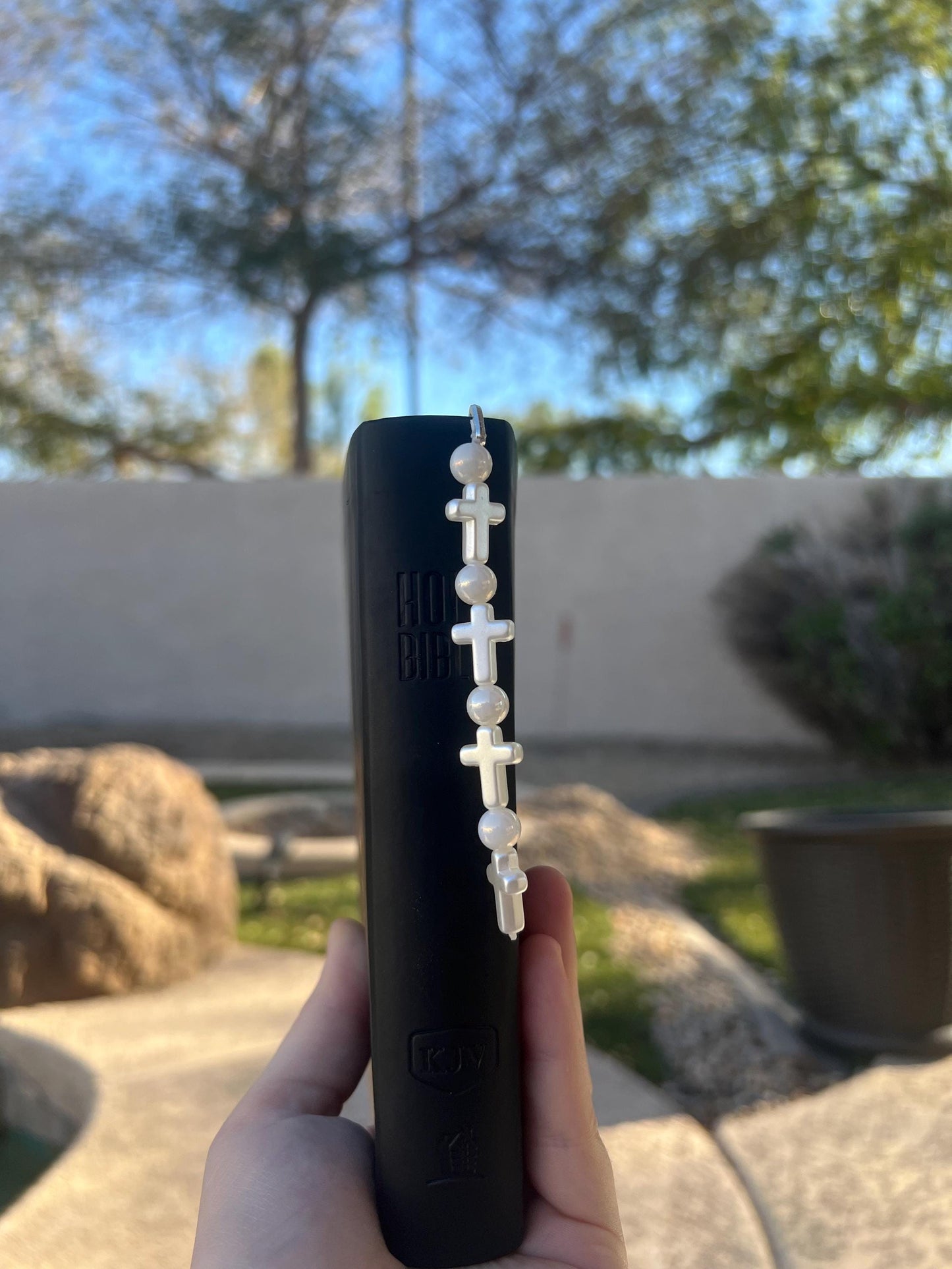 Pearly Cross Beaded Bookmark Charm || Aesthetic Handmade Charms for Books || Book Accessory