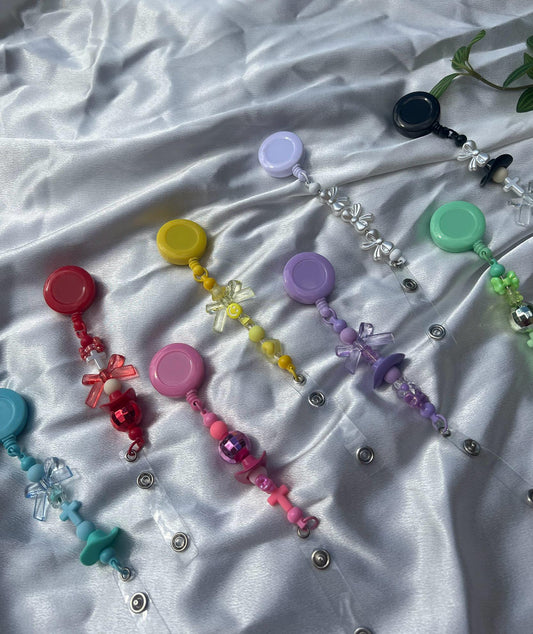 Colored Aesthetic Beaded Badge Reels  || Aesthetic Handmade Accessory || Nurse|Teacher|ID Badge