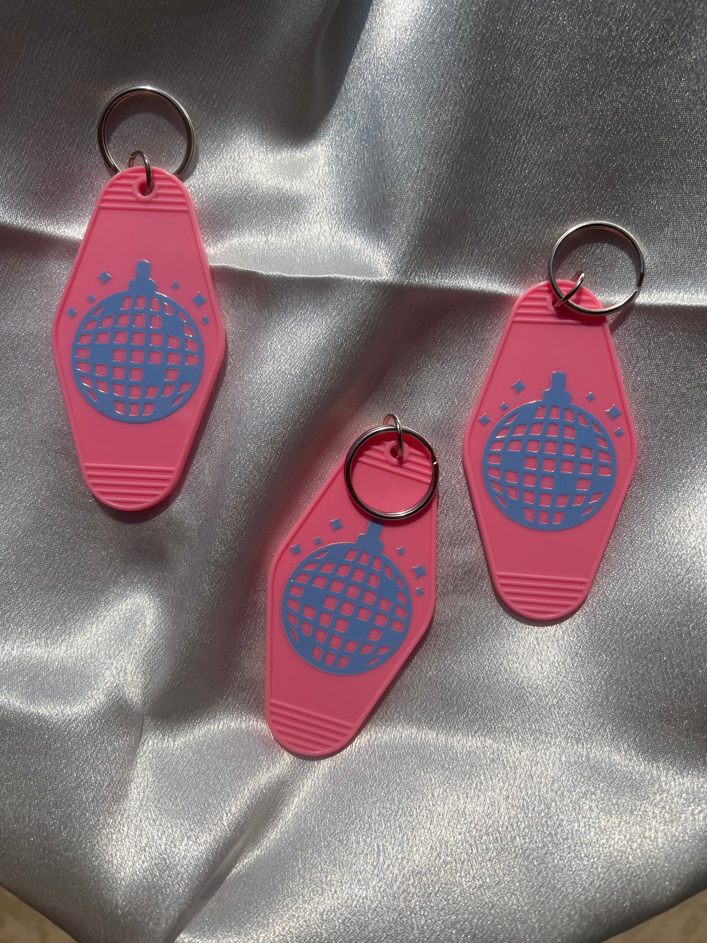 Pink Disco Ball Motel Keychain