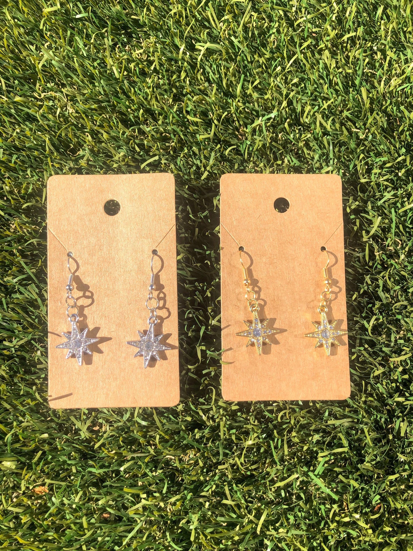 Gold or Silver Star Gem Earrings