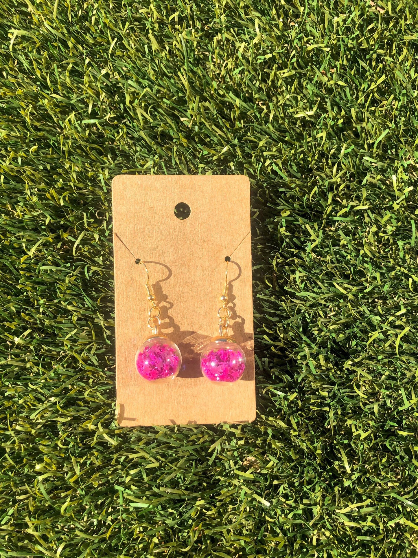 Colored Star Bulb Gold Earrings