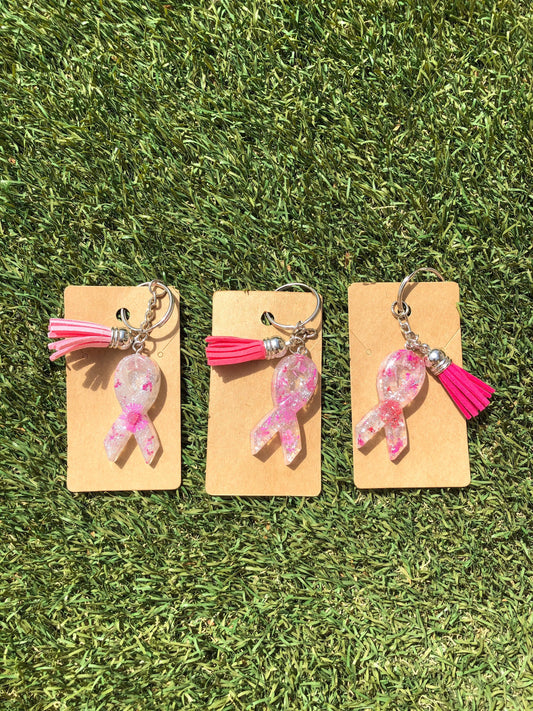 Cancer Awareness Ribbon Resin Keychains