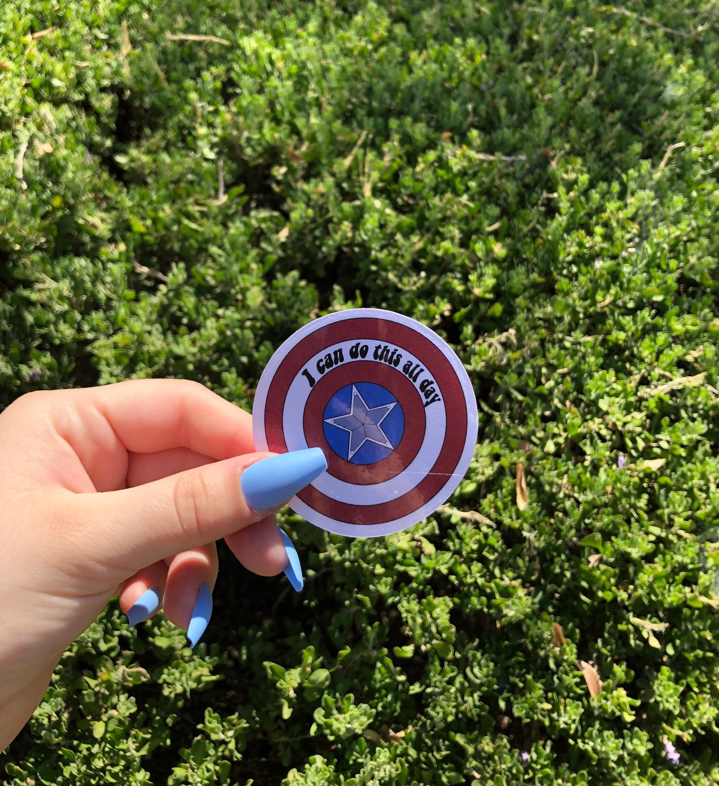 Captain America Shield I Can Do This All Day Sticker - ShopCassiesCrafts