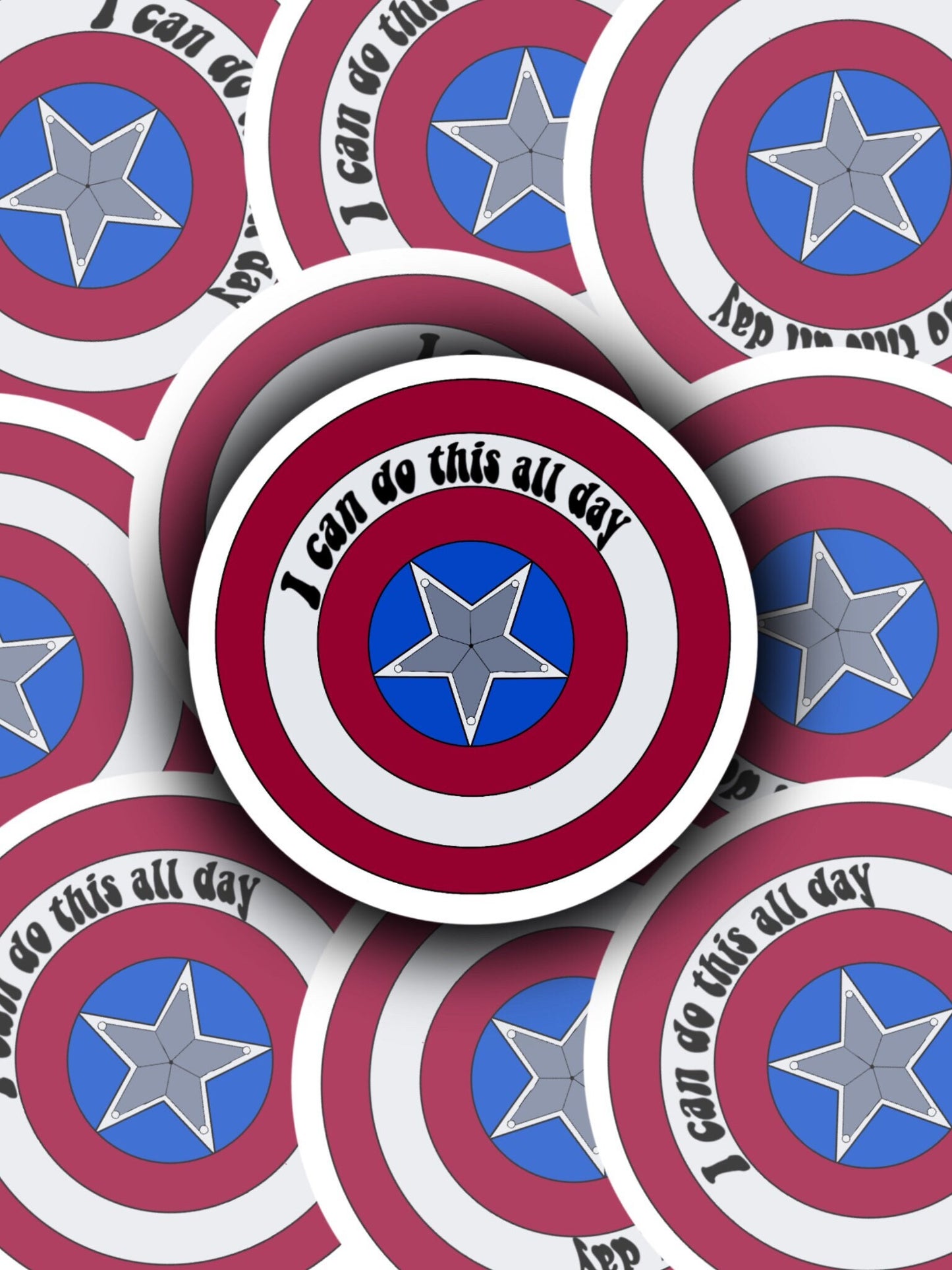 Captain America Shield I Can Do This All Day Sticker - ShopCassiesCrafts