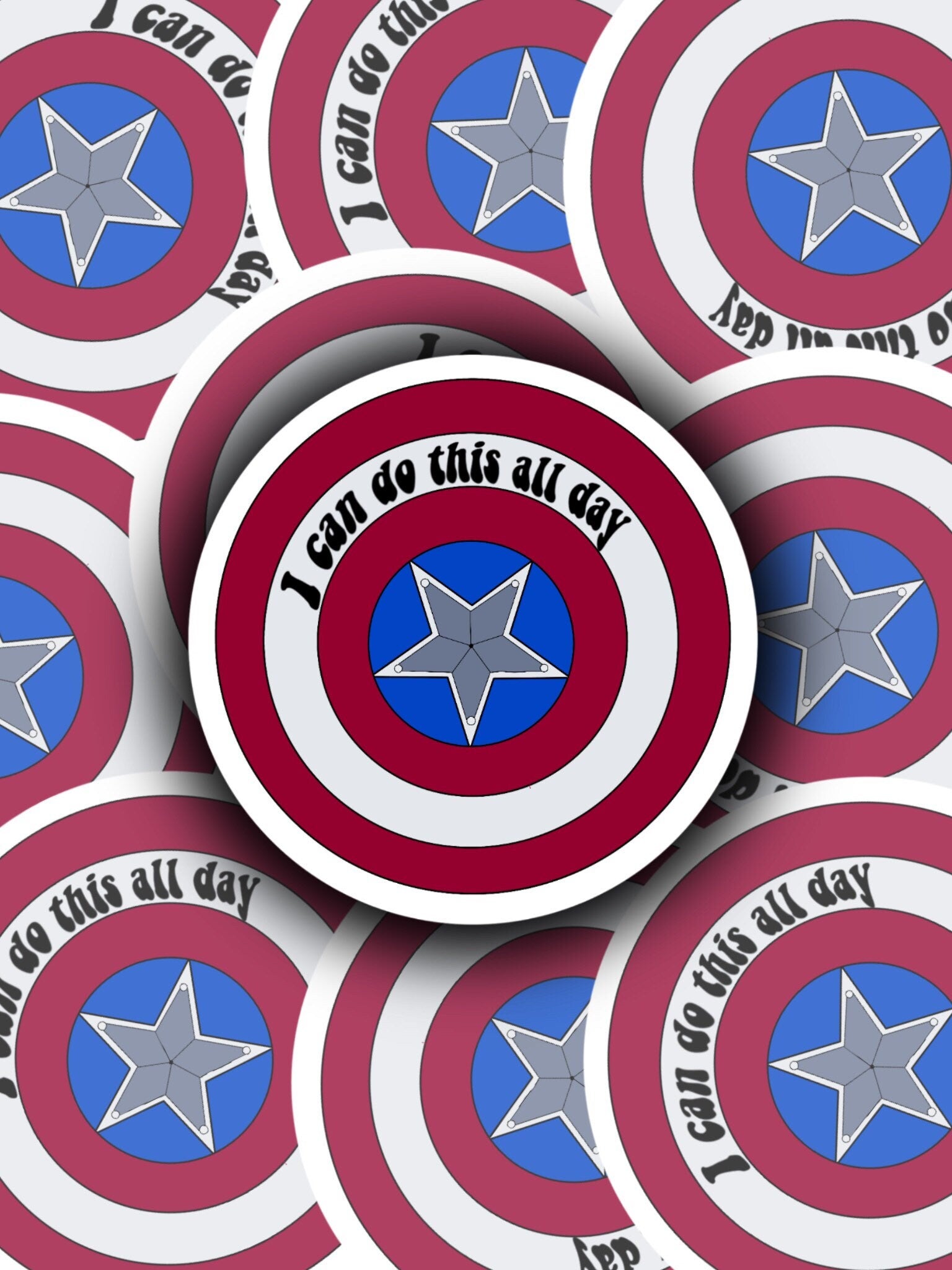 Captain America Shield I Can Do This All Day Sticker - ShopCassiesCrafts