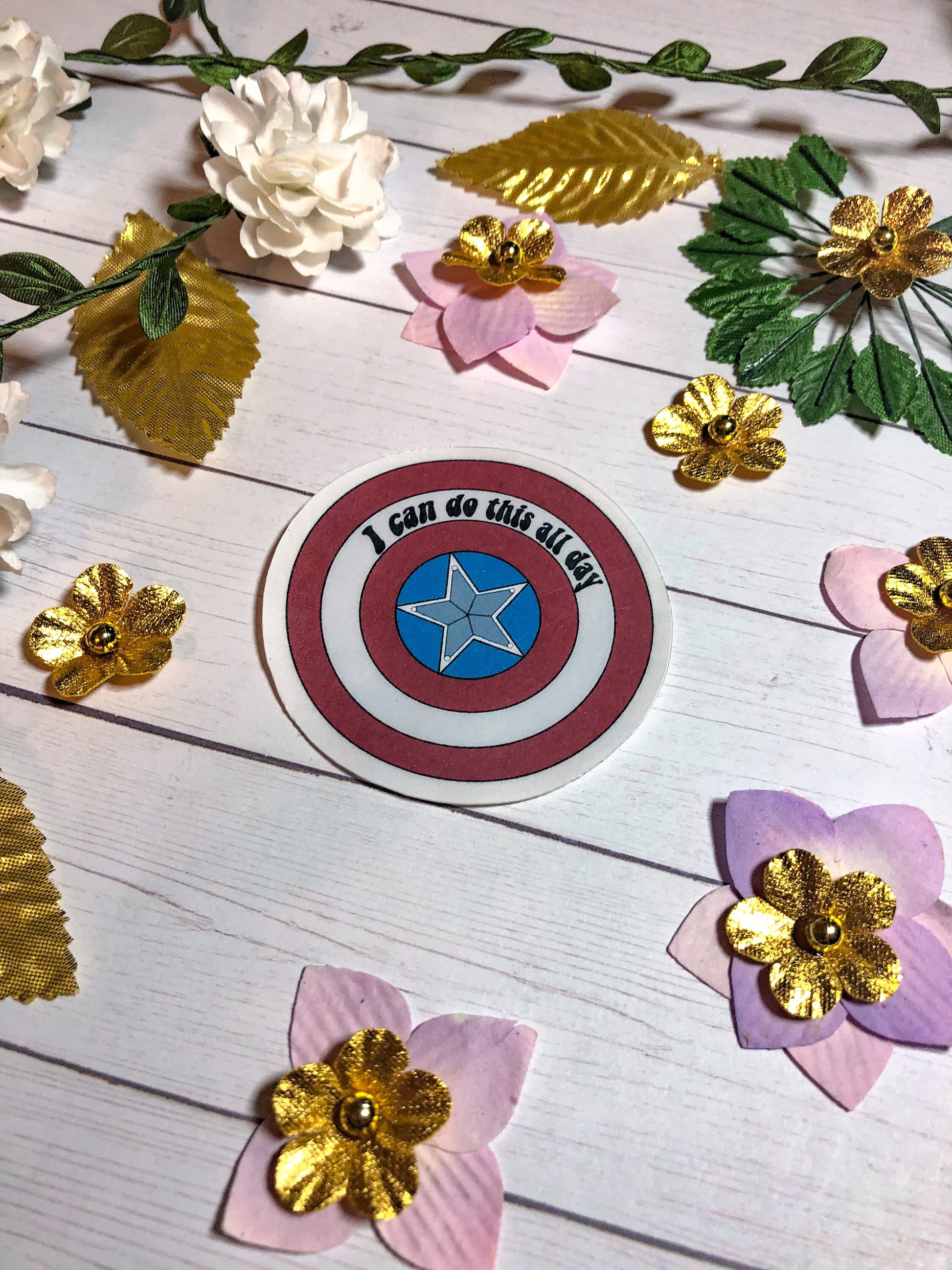 Captain America Shield I Can Do This All Day Sticker - ShopCassiesCrafts