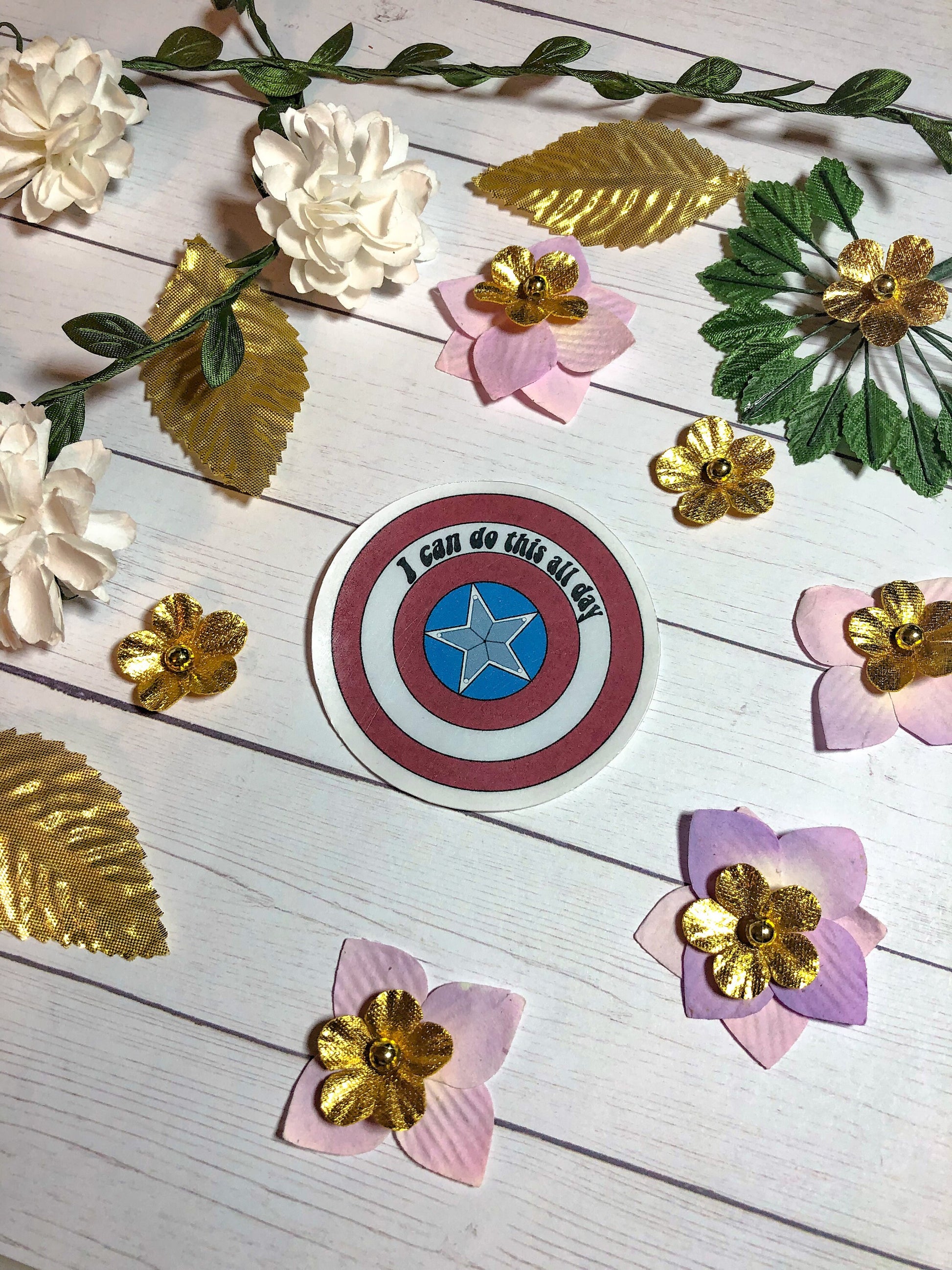 Captain America Shield I Can Do This All Day Sticker - ShopCassiesCrafts