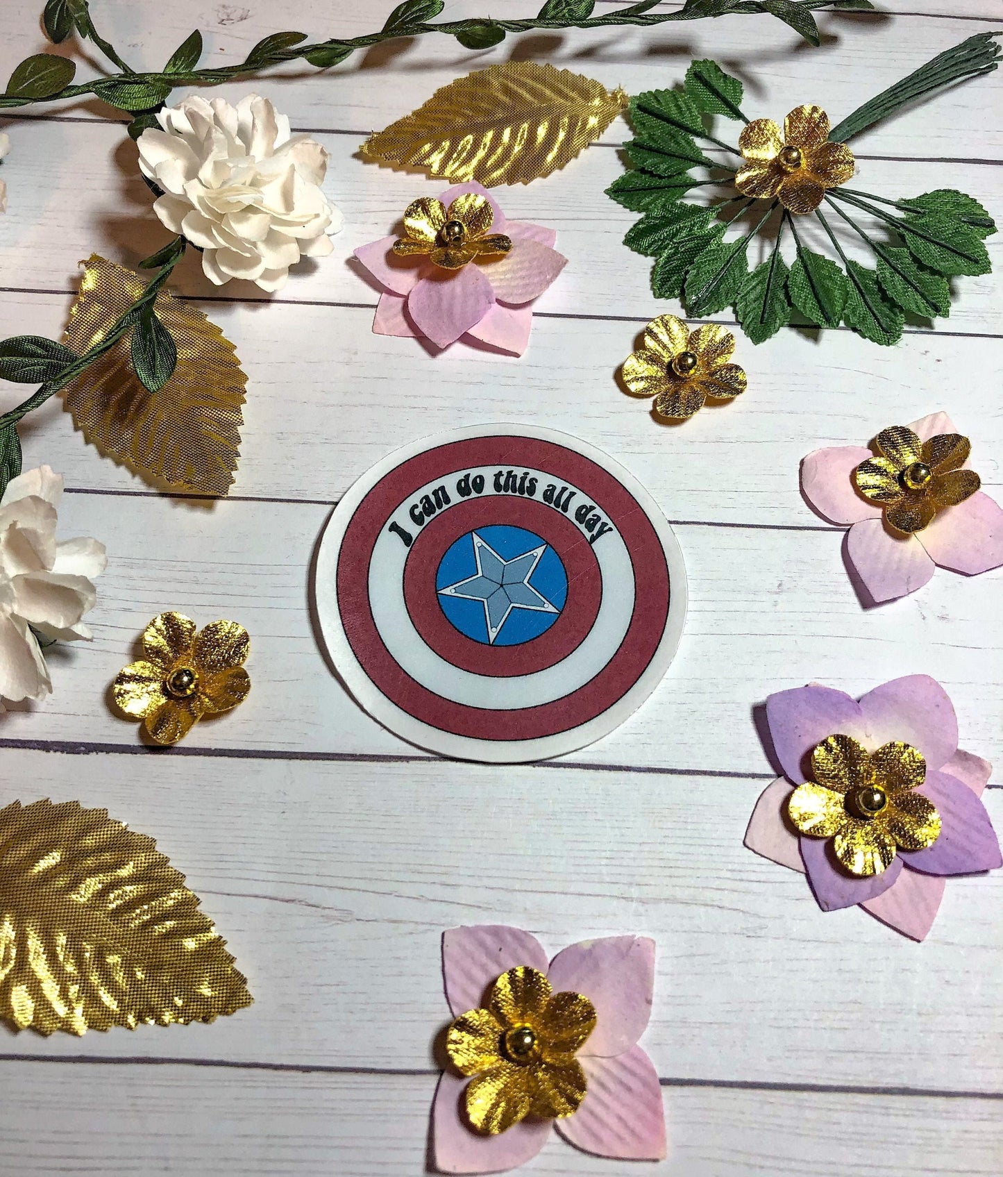 Captain America Shield I Can Do This All Day Sticker - ShopCassiesCrafts