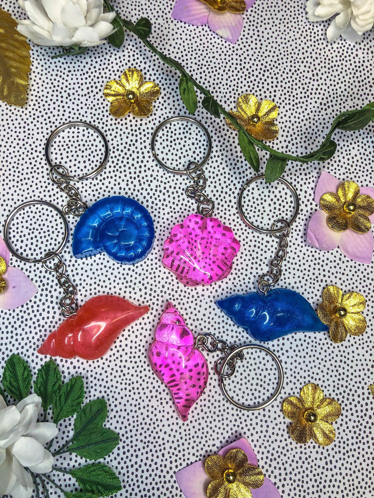 Beach Shell Resin Keychains - Read Description!