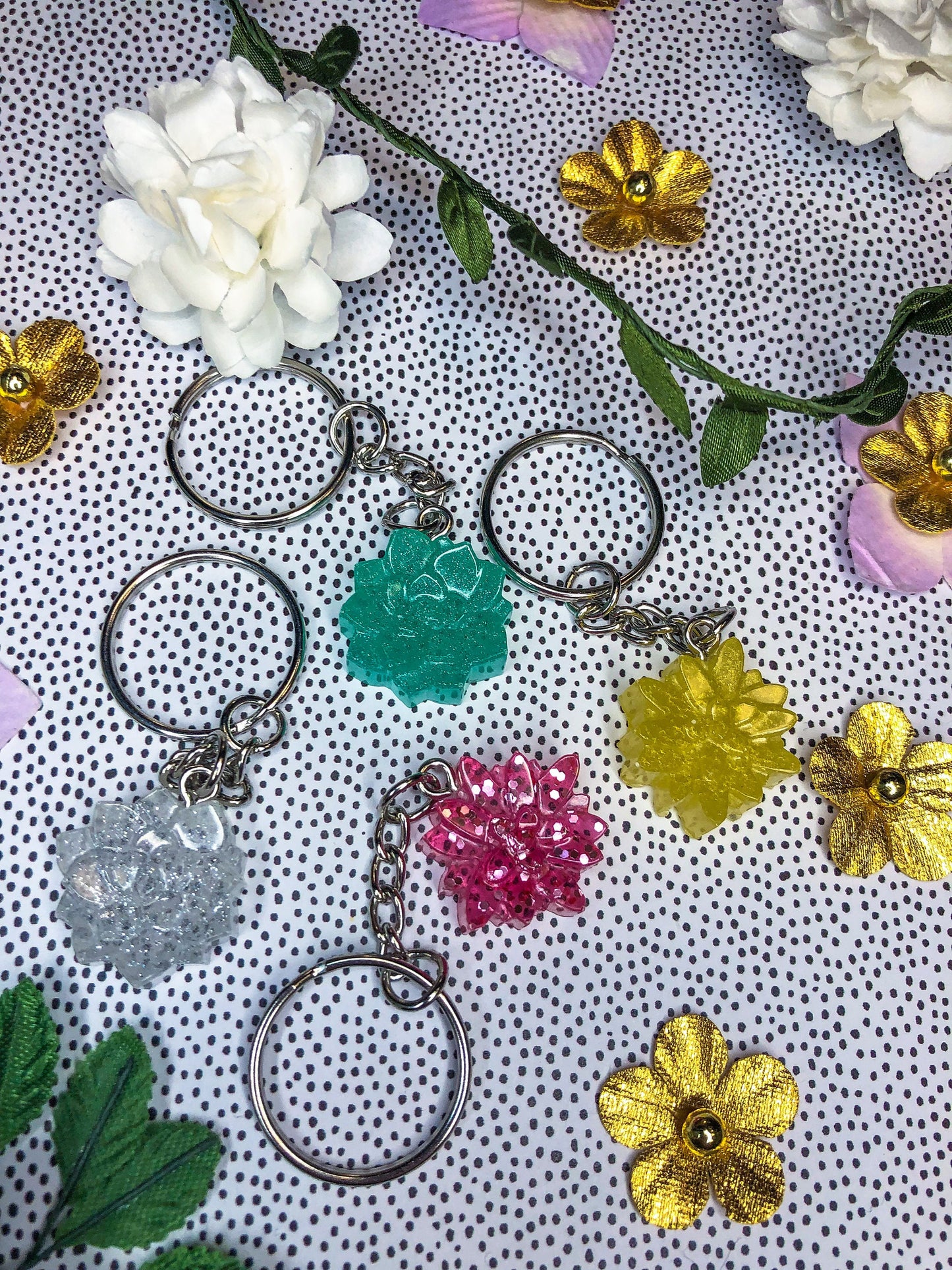 Dinosaur / Floral / Bees Resin Keychains - Read Description!