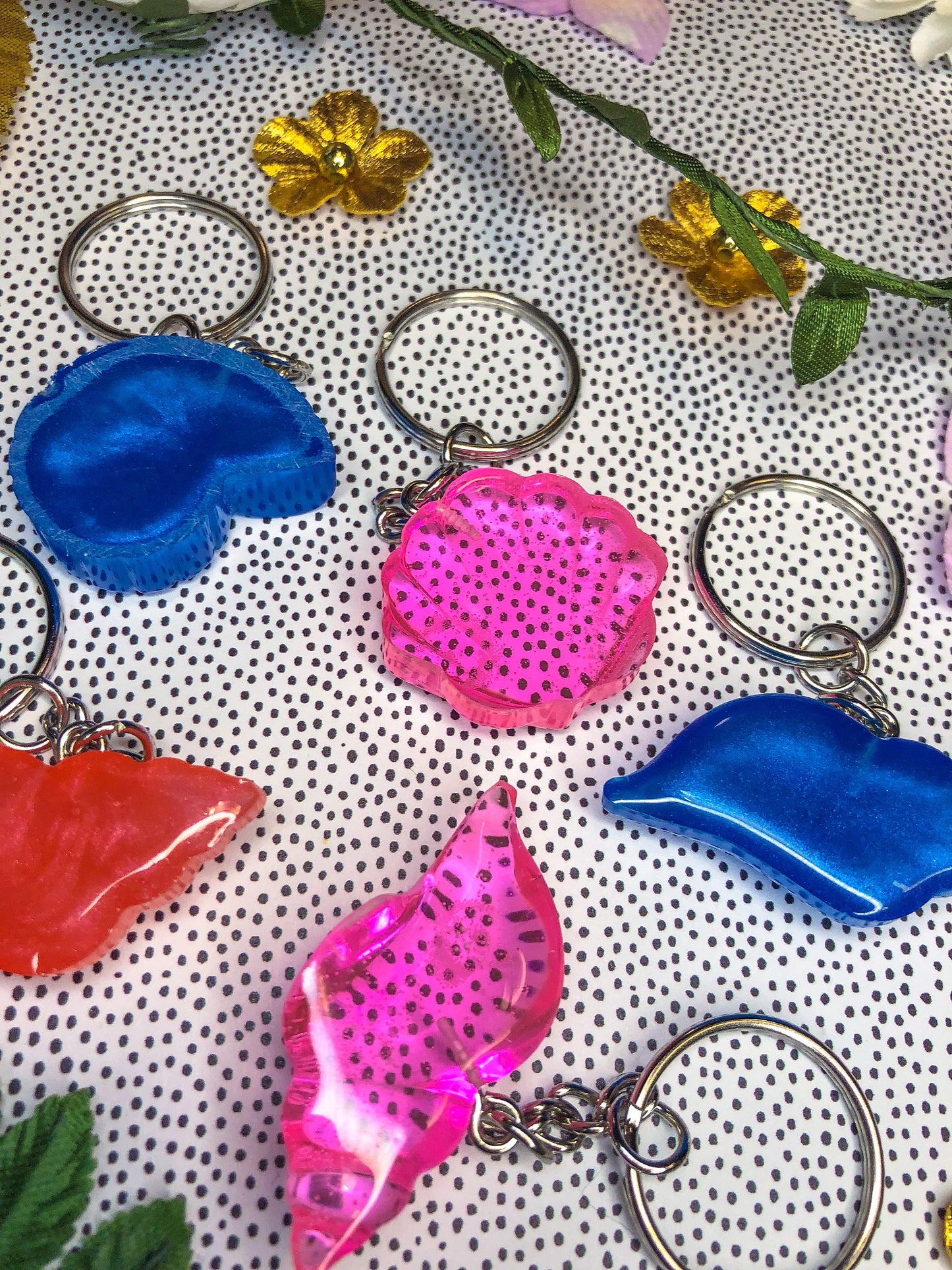 Beach Shell Resin Keychains - Read Description!