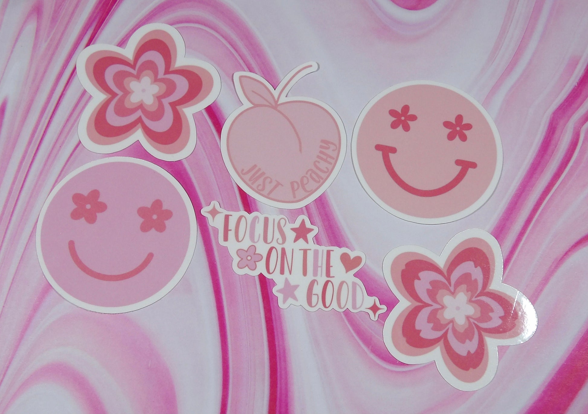 Pink Positivity Stickers / Flowers / Peachy / Inspirational / Trendy / Aesthetic - ShopCassiesCrafts