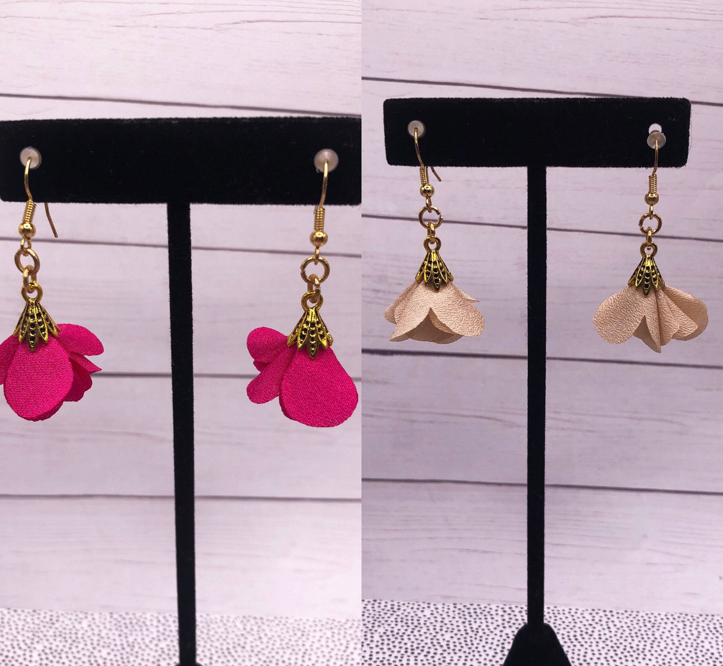 Colored Flower Gold Earrings //Floral Earrings//Flower Earrings//Gold Hook Earrings//Beauty Accessories