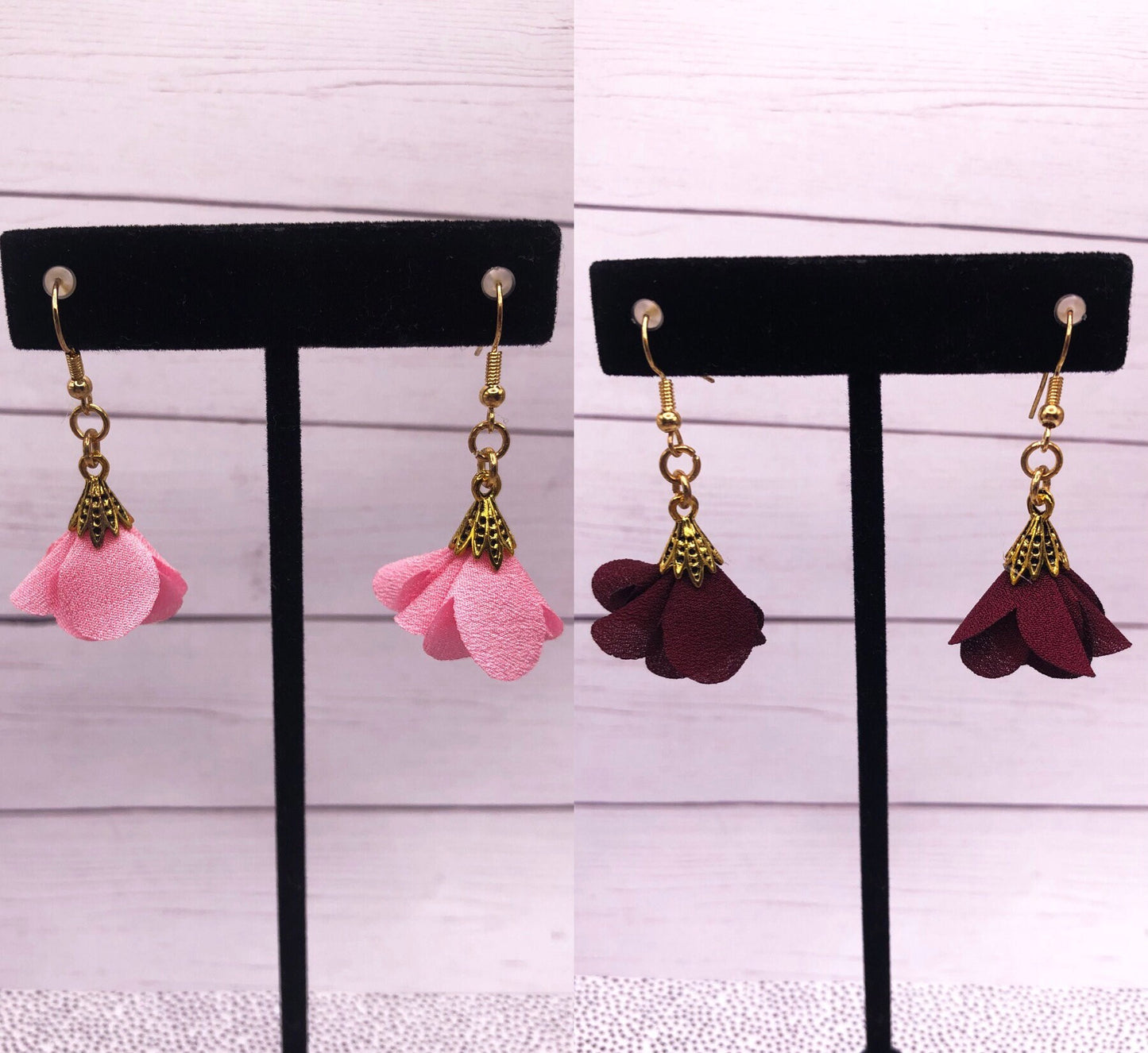 Colored Flower Gold Earrings //Floral Earrings//Flower Earrings//Gold Hook Earrings//Beauty Accessories