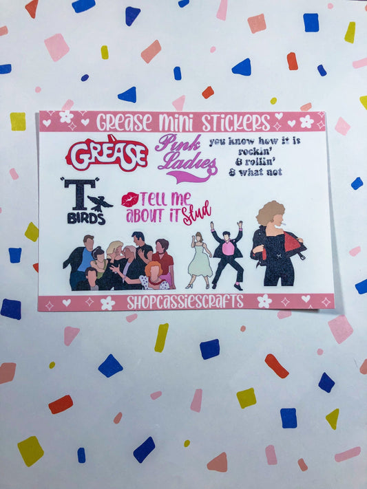 Grease Mini Sticker Sheets - ShopCassiesCrafts