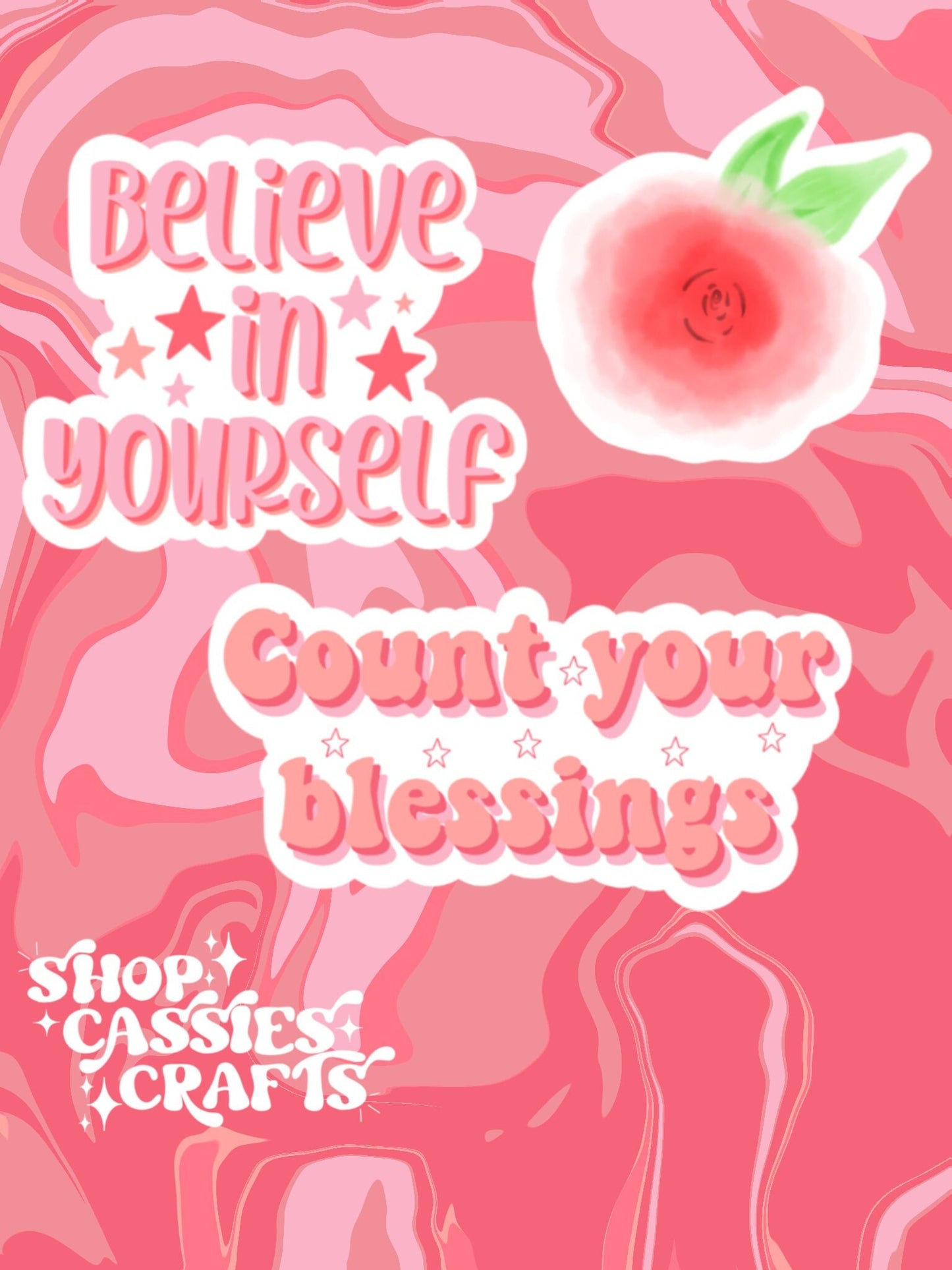 Pink Positivity Stickers / Flowers / Peachy / Inspirational / Trendy / Aesthetic