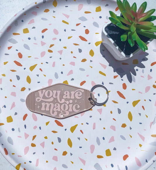 Beige "You Are Magic" Motel Keychain - ShopCassiesCrafts