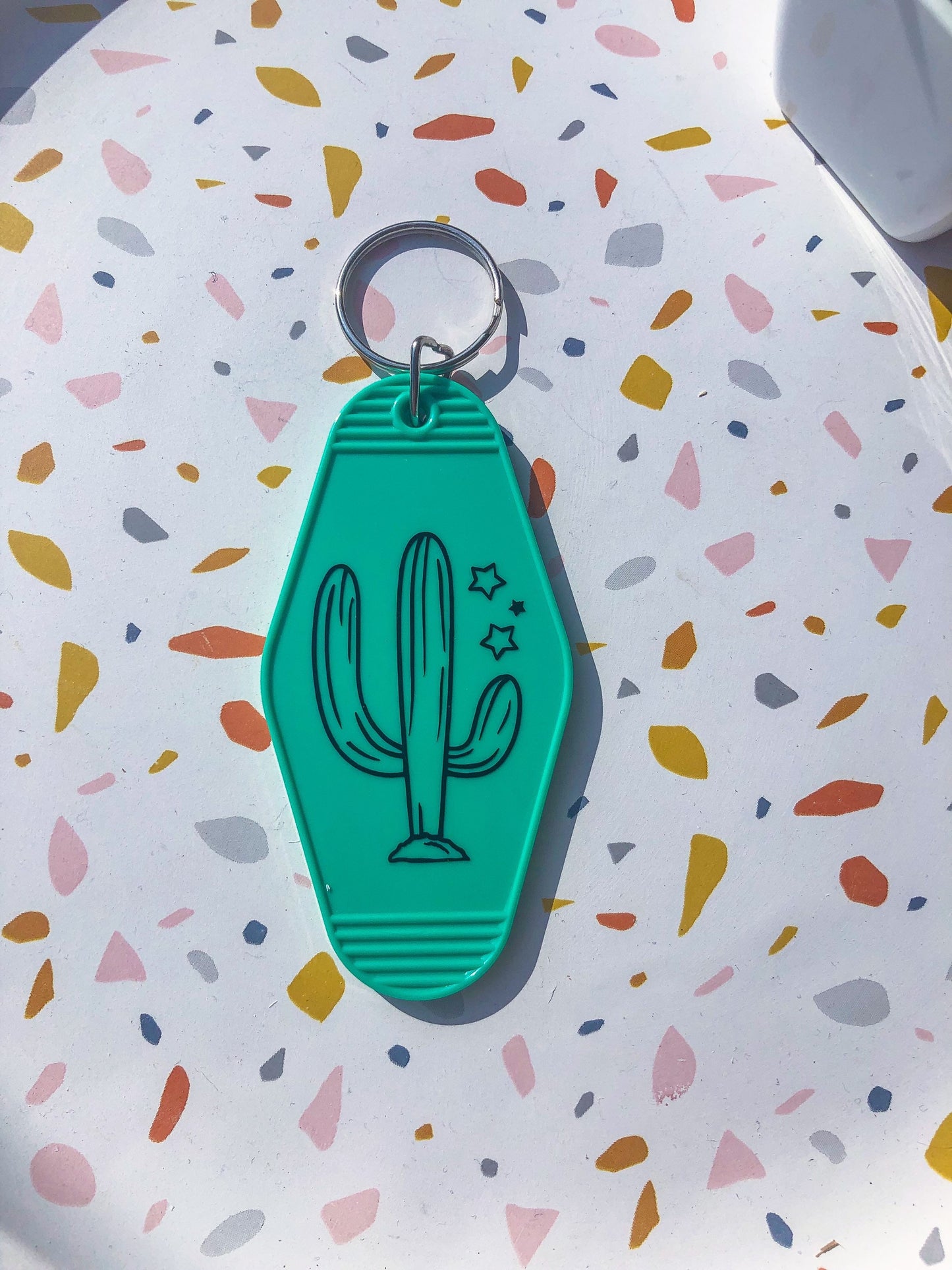 Green Cactus Motel Keychain - ShopCassiesCrafts