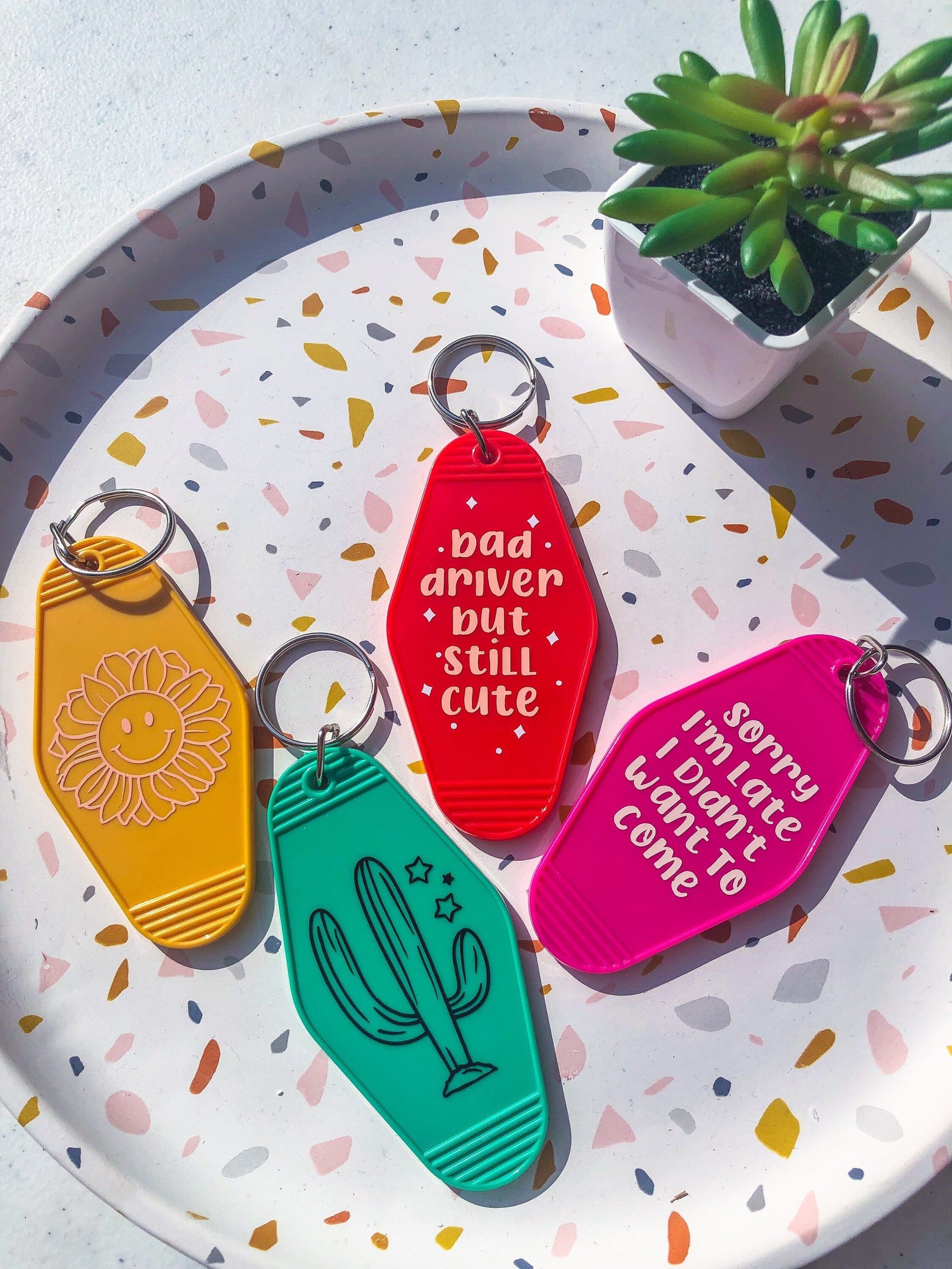 Green Cactus Motel Keychain - ShopCassiesCrafts