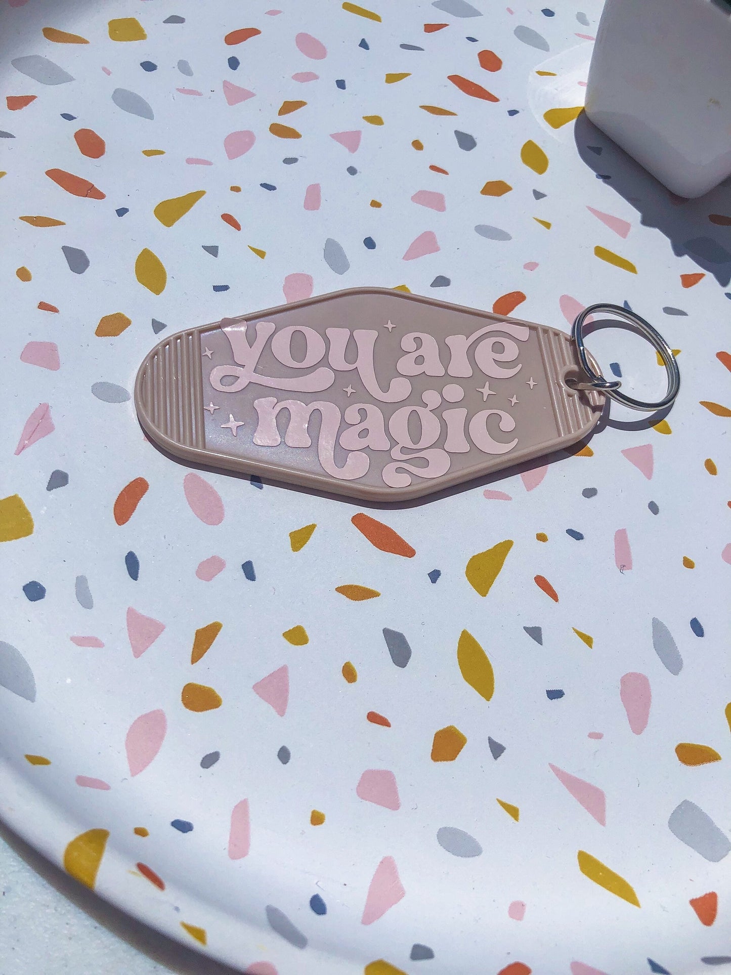 Beige "You Are Magic" Motel Keychain - ShopCassiesCrafts