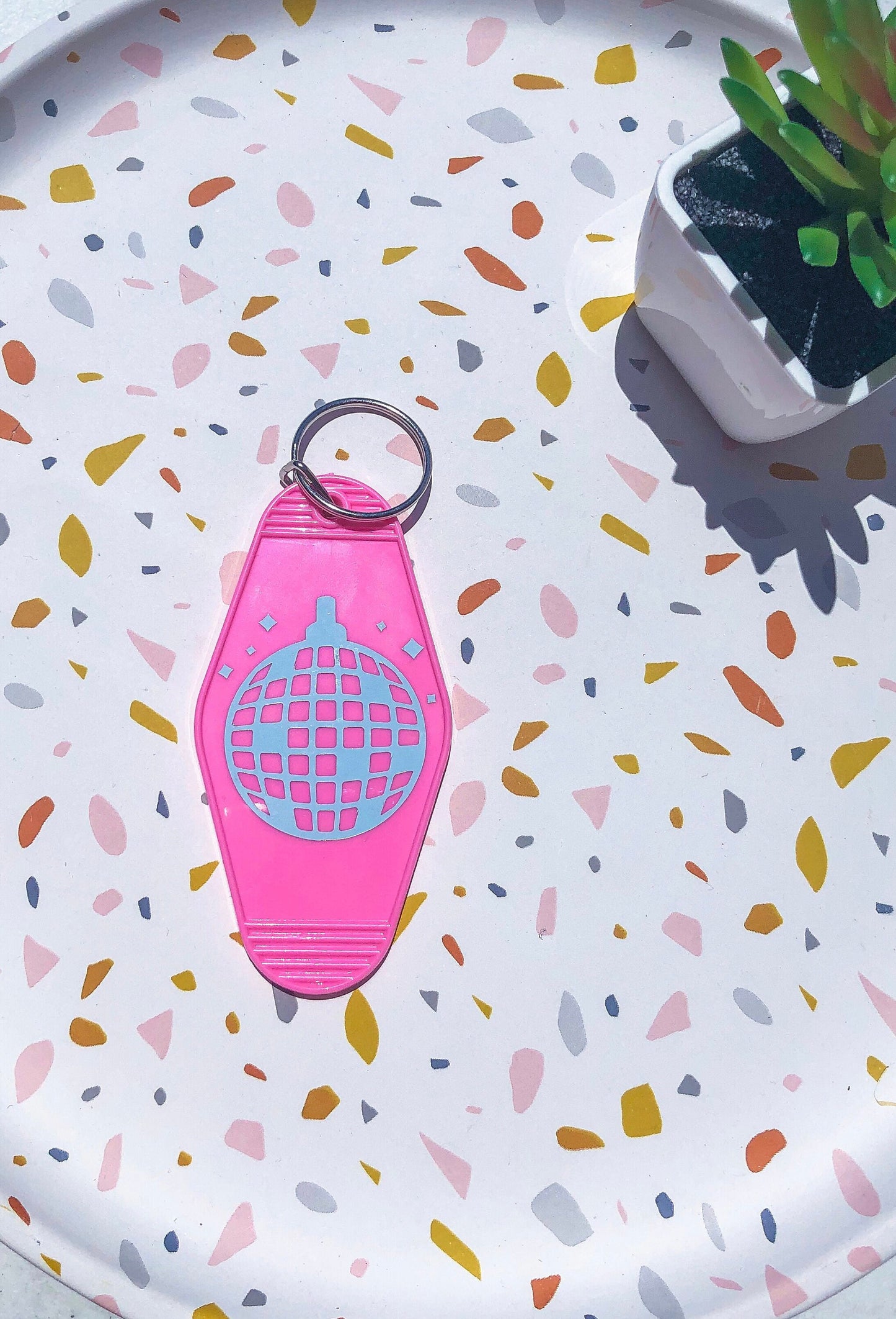 Pink Disco Ball Motel Keychain - ShopCassiesCrafts