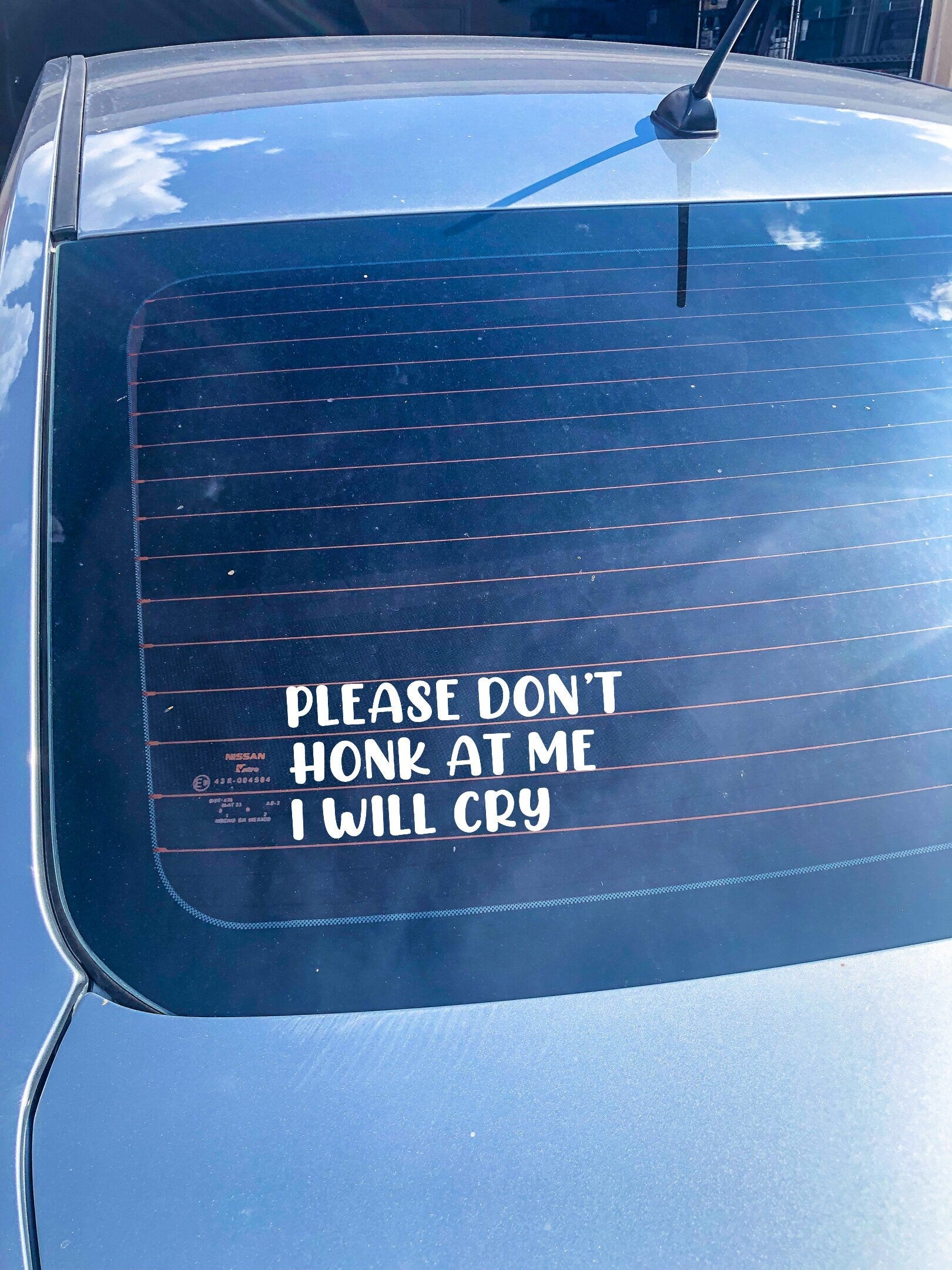 Please Don't Honk At Me I Will Cry Car Decal - ShopCassiesCrafts