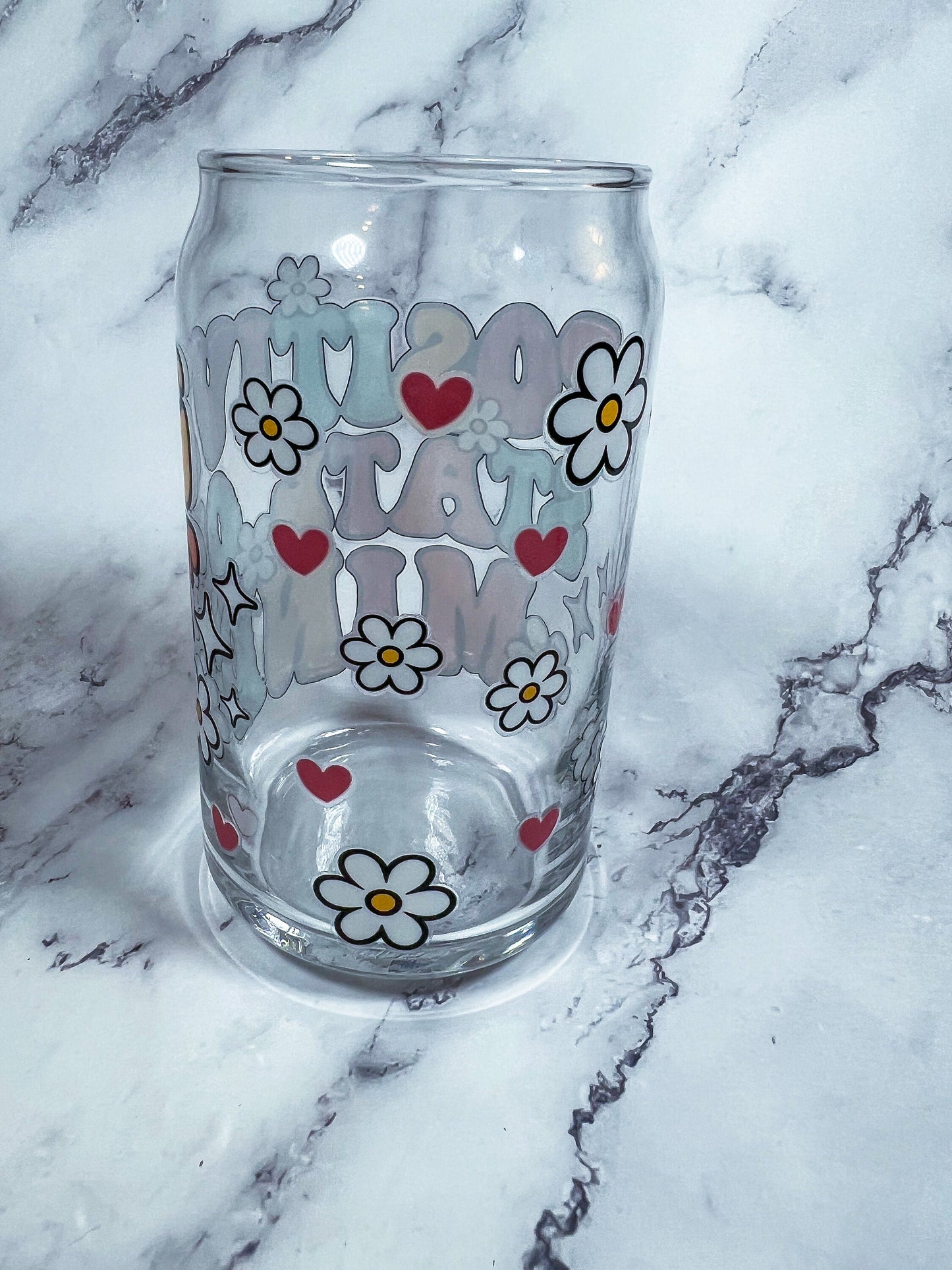 Positive State Of Mind Decorated 16 oz Glass Cup - ShopCassiesCrafts