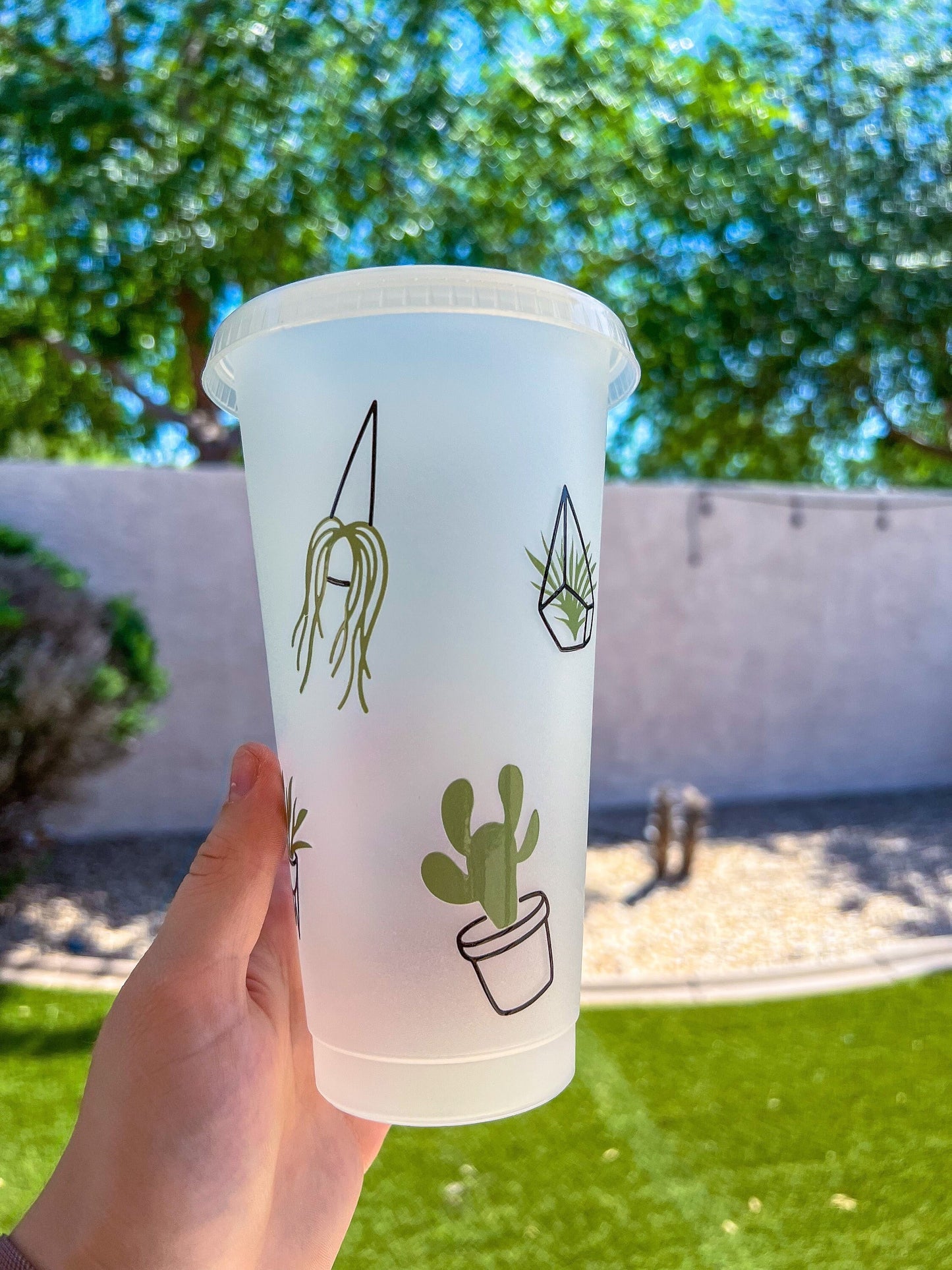 Plant & Succulents Clear Decorated Cold Cup - ShopCassiesCrafts