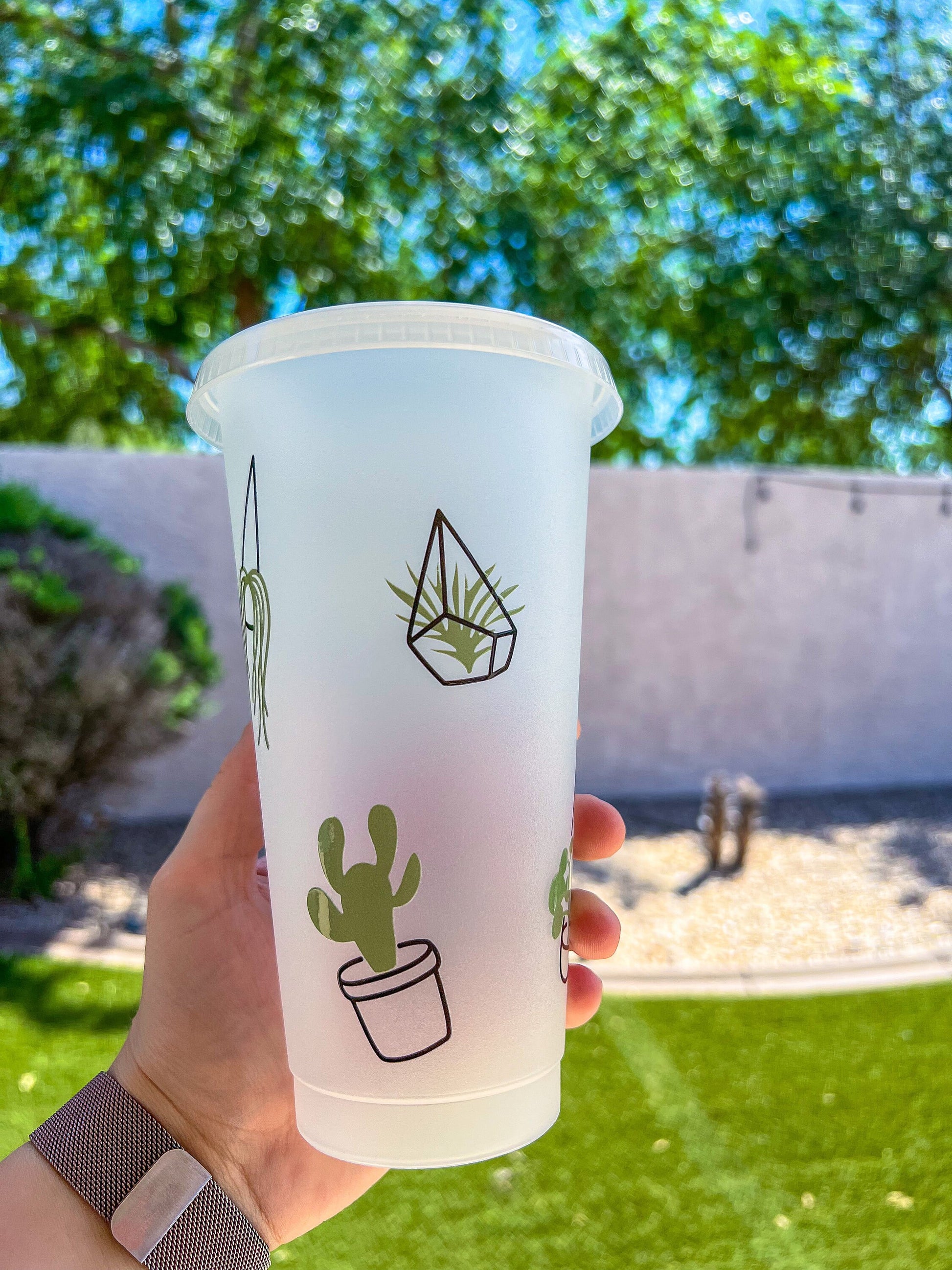 Plant & Succulents Clear Decorated Cold Cup - ShopCassiesCrafts