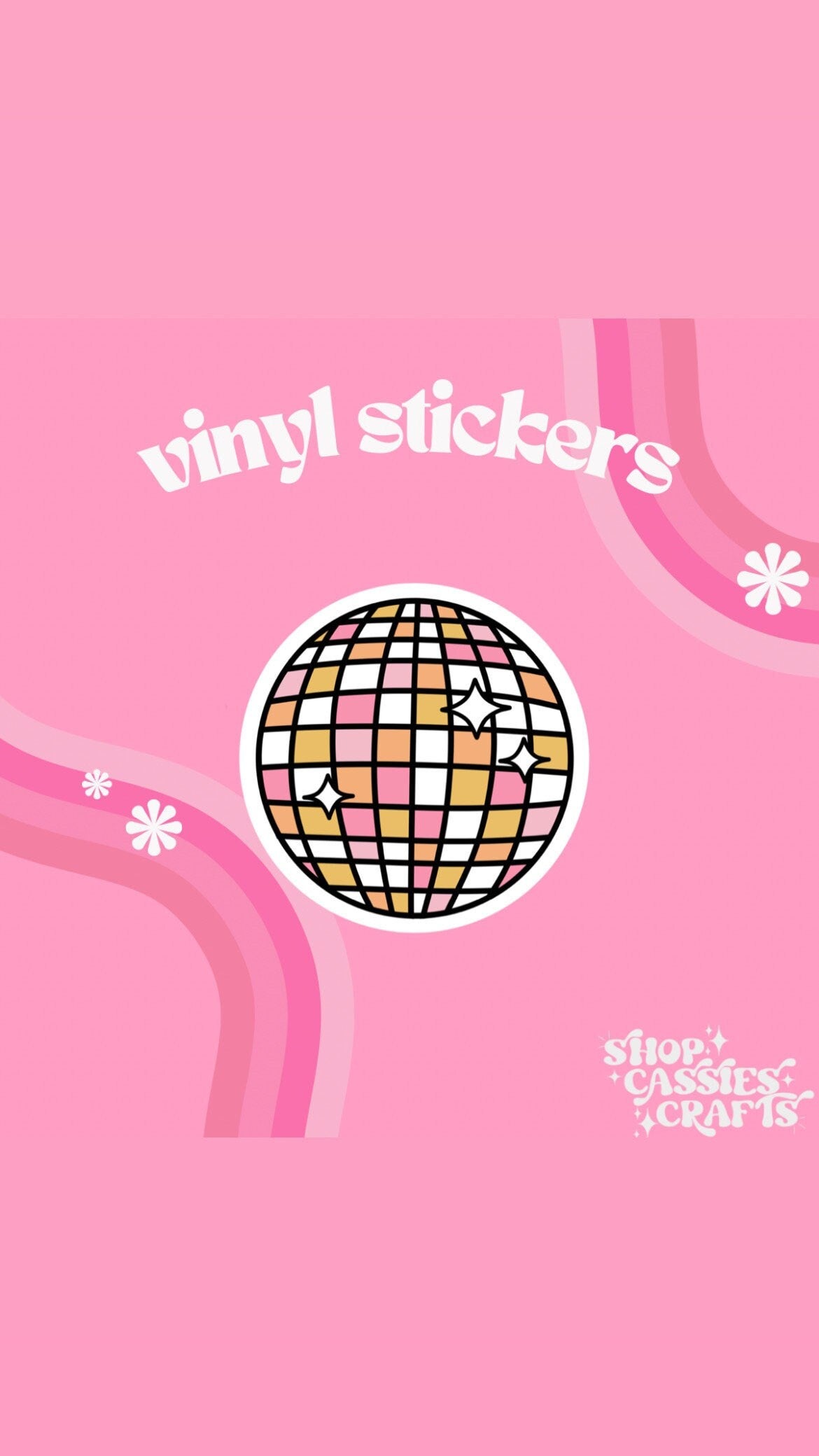 Pink & Gray Disco Ball Stickers - ShopCassiesCrafts