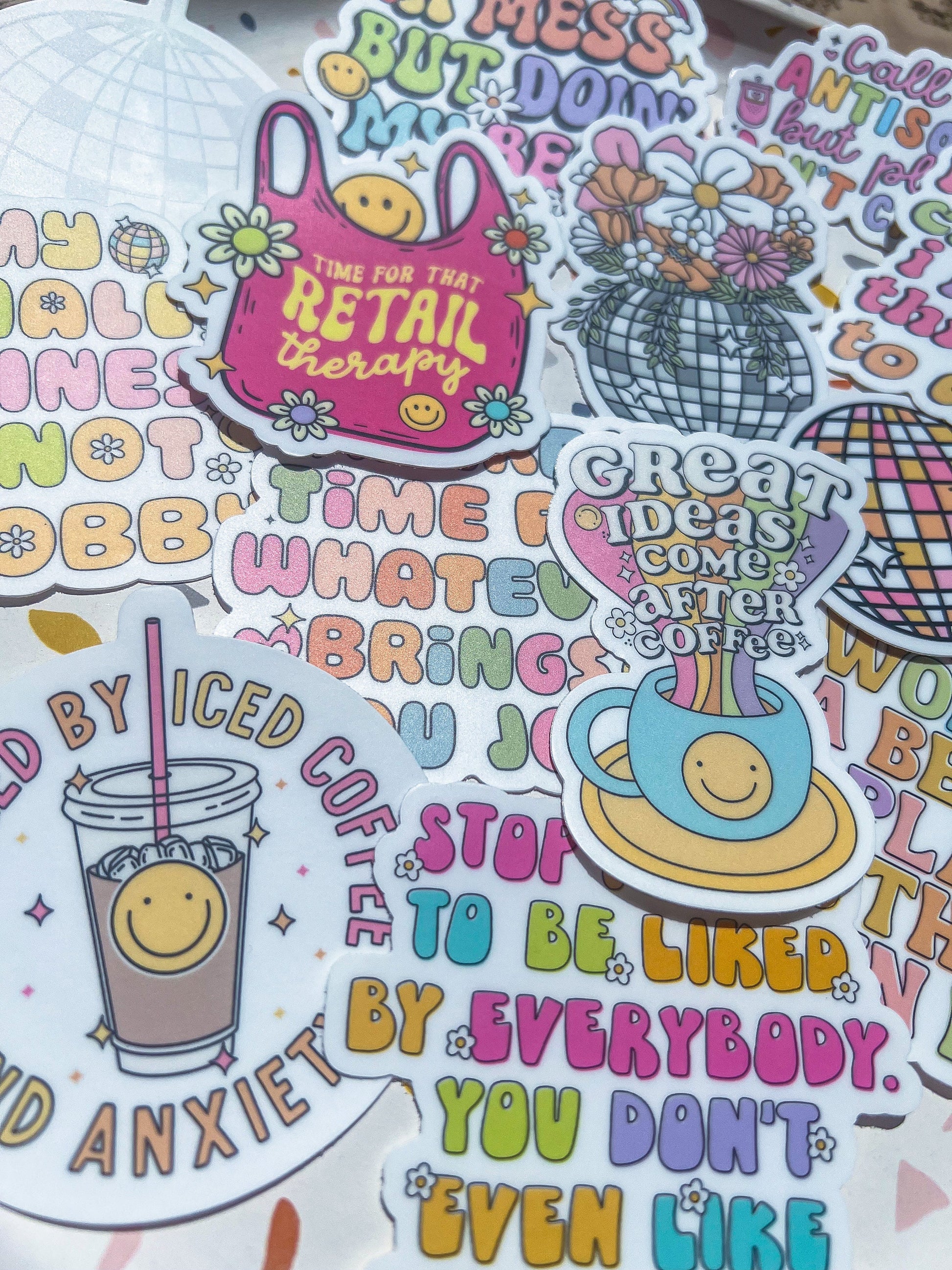 Fueled By Iced Coffee and Anxiety Sticker - ShopCassiesCrafts