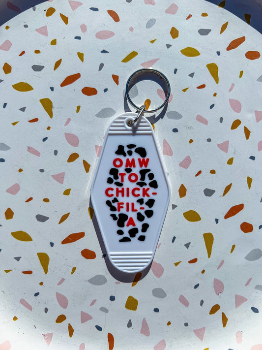 White "OMY To C-F-A" Motel Keychain - ShopCassiesCrafts