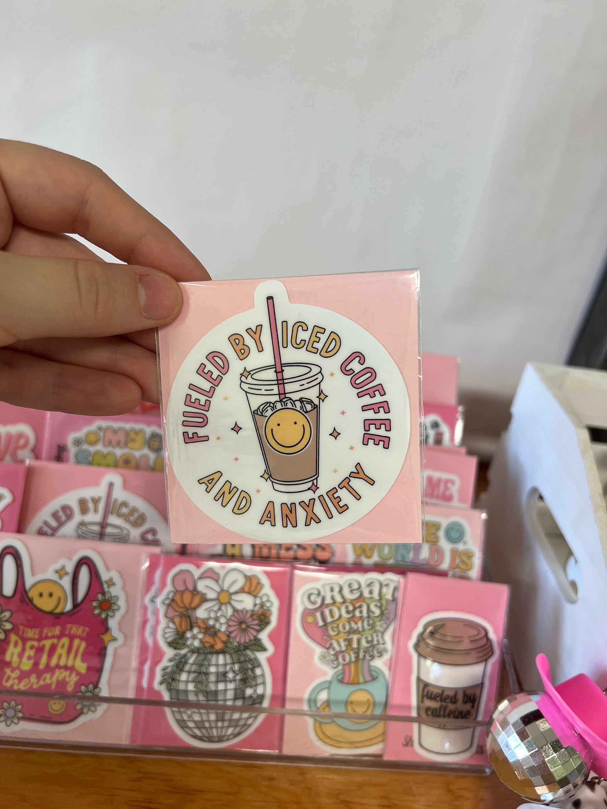 Fueled By Iced Coffee and Anxiety Sticker - ShopCassiesCrafts