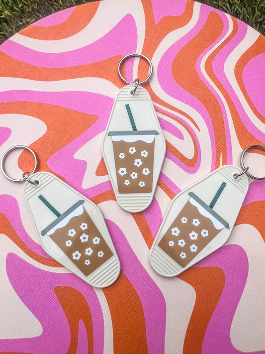 Iced Coffee White Motel Keychain