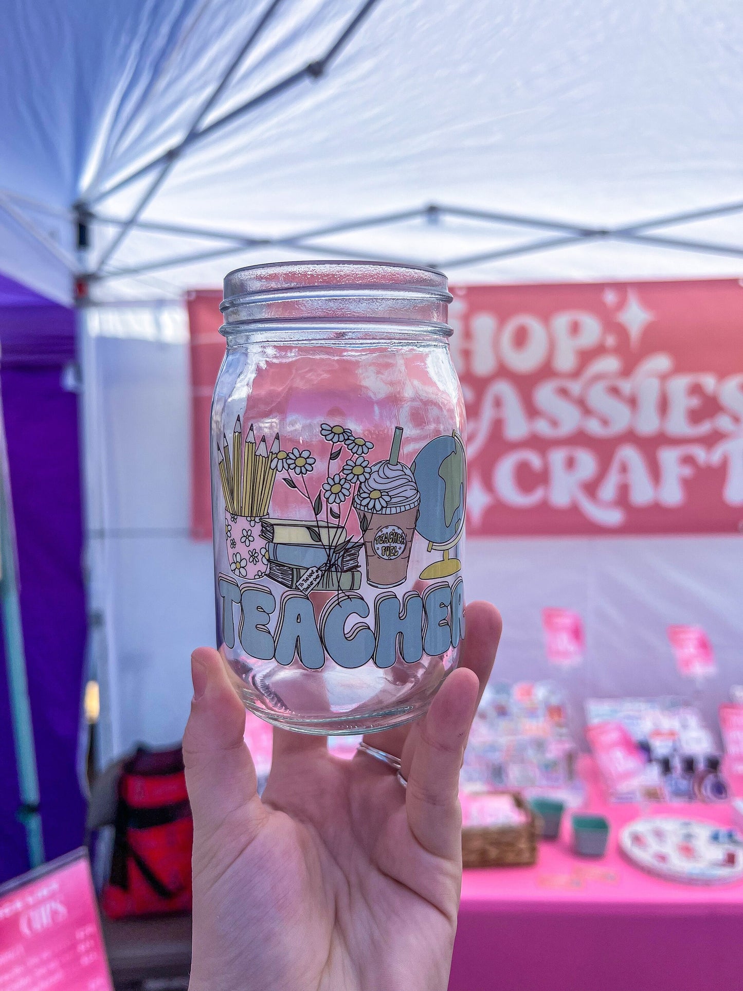 Teacher Decorated 16 oz Mason Jar