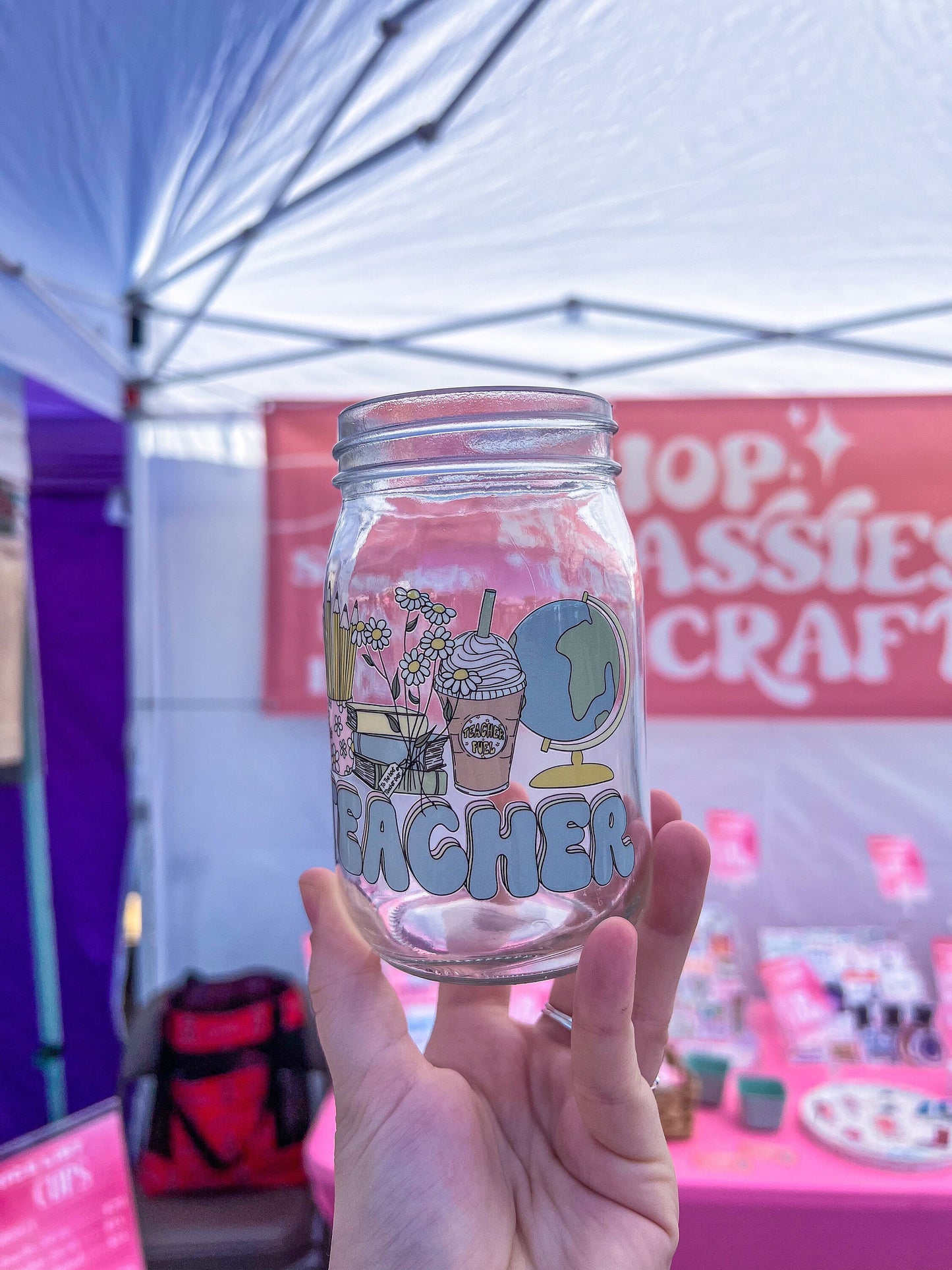 Teacher Decorated 16 oz Mason Jar