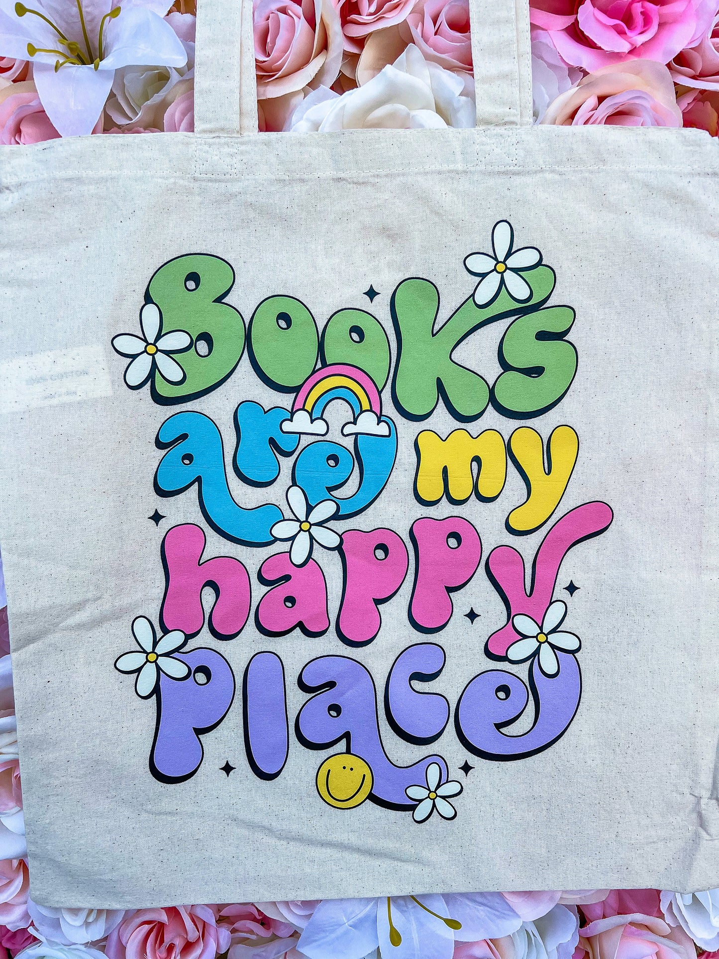 Books Are My Happy Place Tote Bag - ShopCassiesCrafts