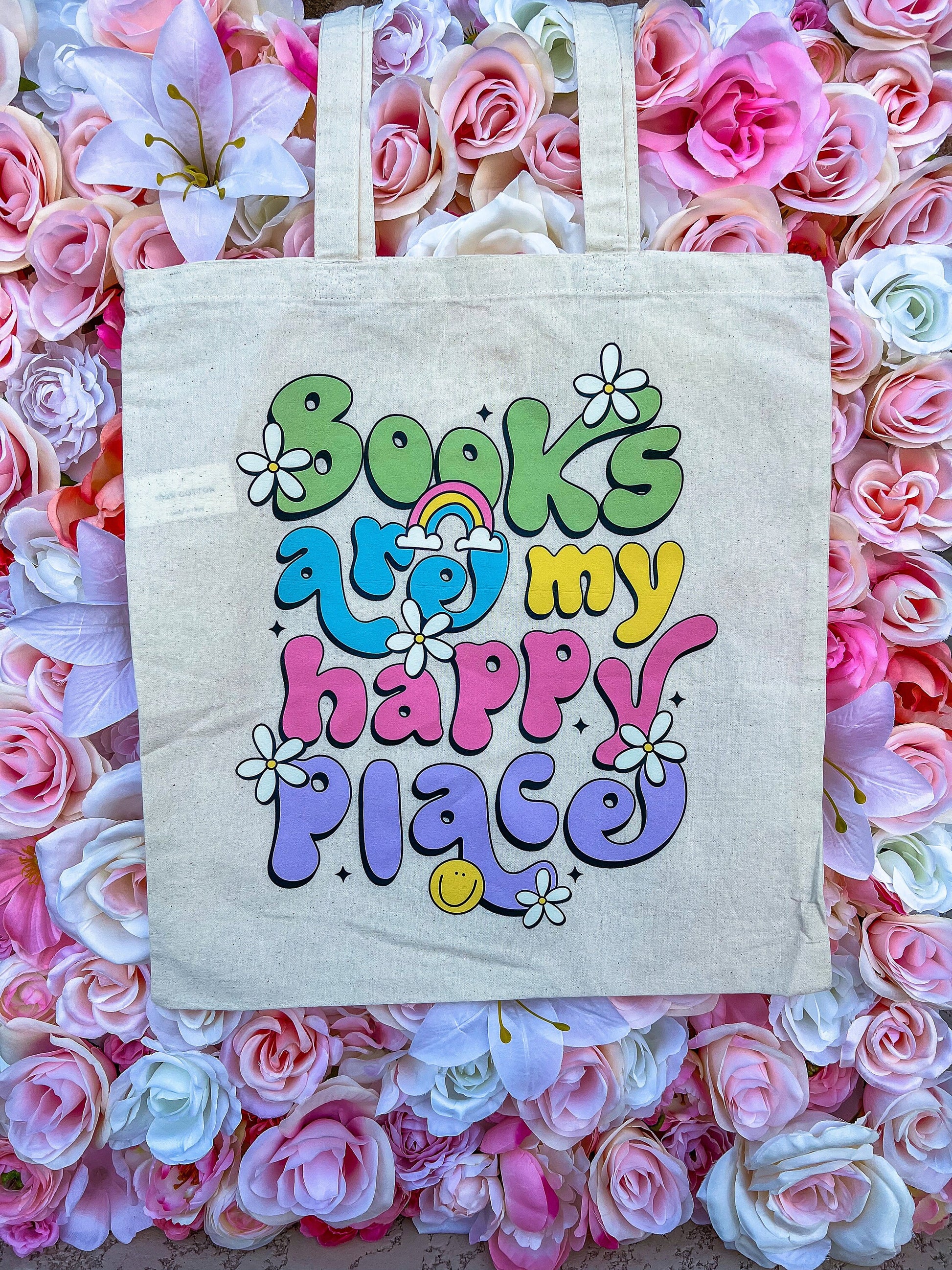 Books Are My Happy Place Tote Bag - ShopCassiesCrafts